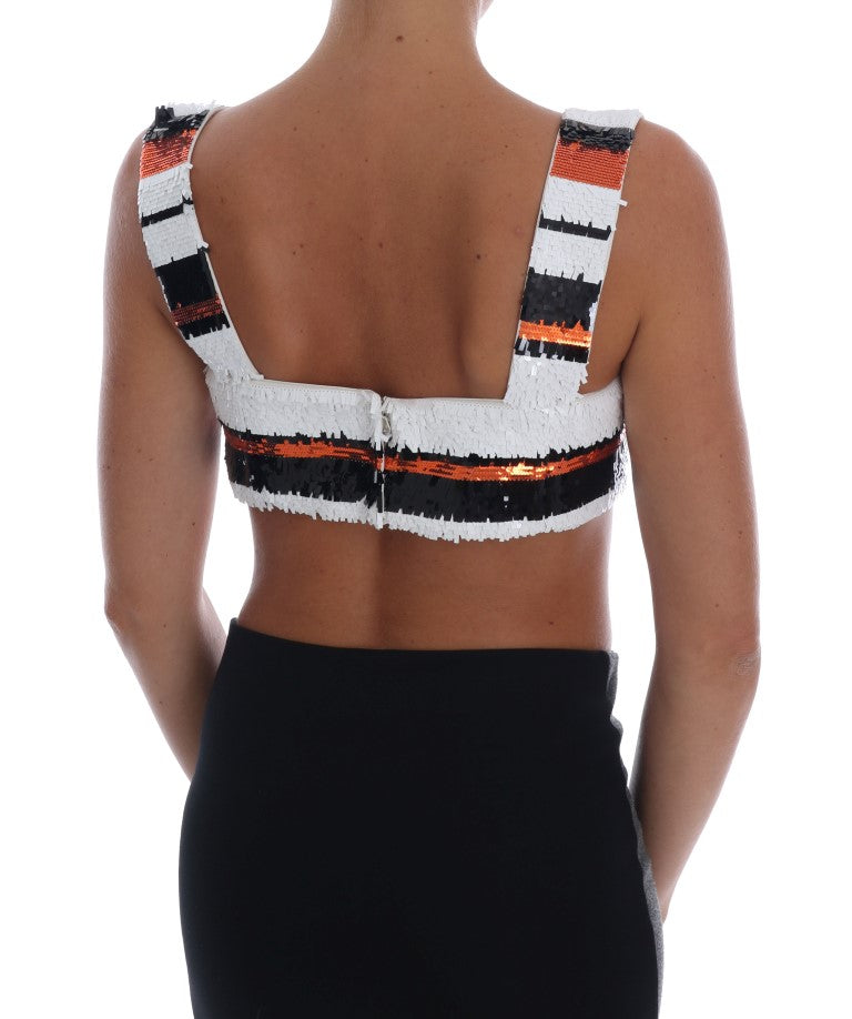 Dolce & Gabbana Multicolor Paillettenbesetztes Stretch-Bustier-Top