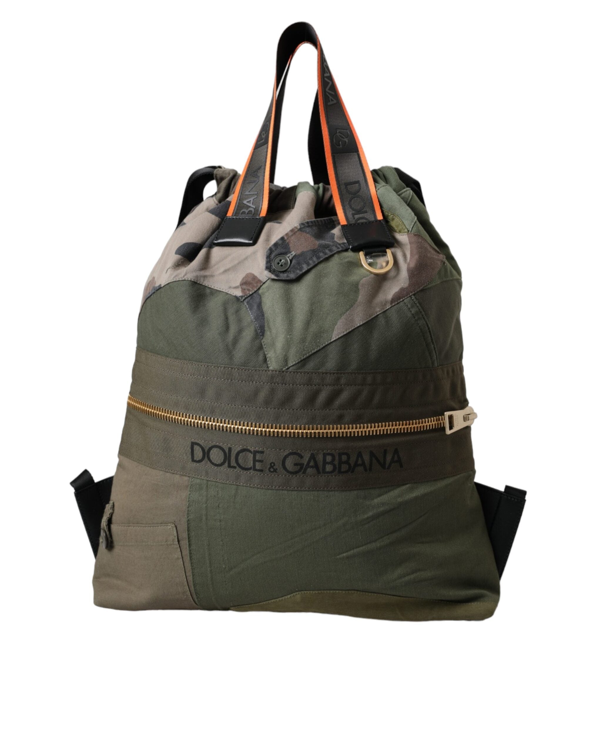 Dolce & Gabbana Militär Grün Patchwork Rucksack Rucksack Tasche