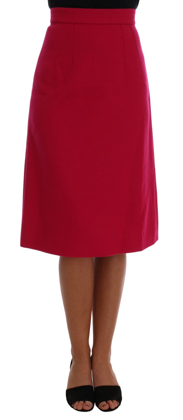 Dolce & Gabbana Knielanger A-Linien-Rock aus rosa Wolle