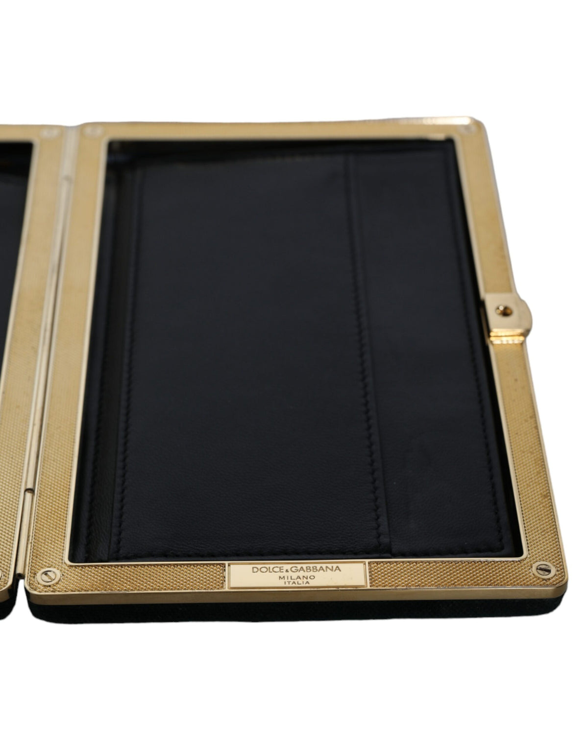 Dolce & Gabbana Schwarzer Samt Goldrahmen Clutch Abend Party Handtasche