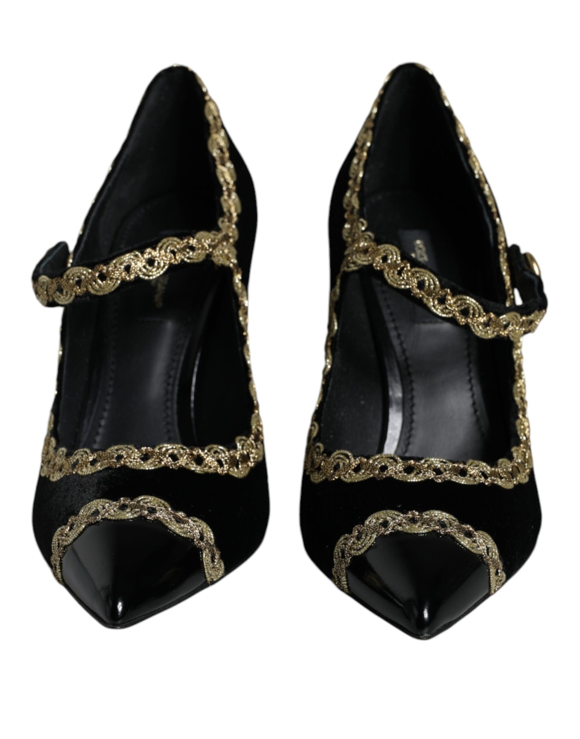 Dolce & Gabbana Schwarz Mary Janes Samt Gold Pumps Schuhe