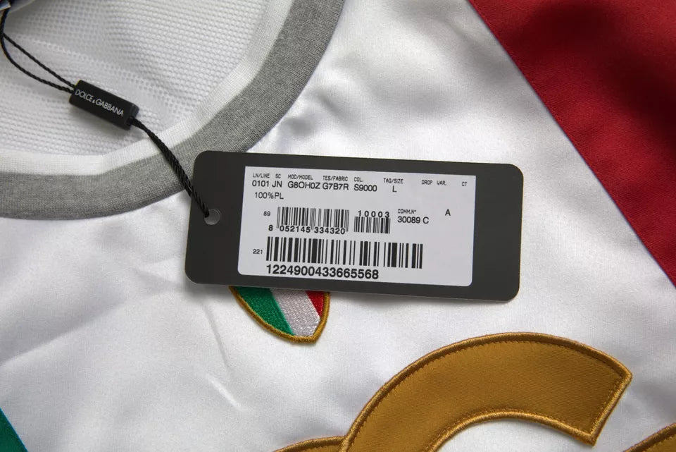 Dolce & Gabbana Ärmelloses Oberteil in Weiß und Grün mit italienischer Flagge und Basket-Print