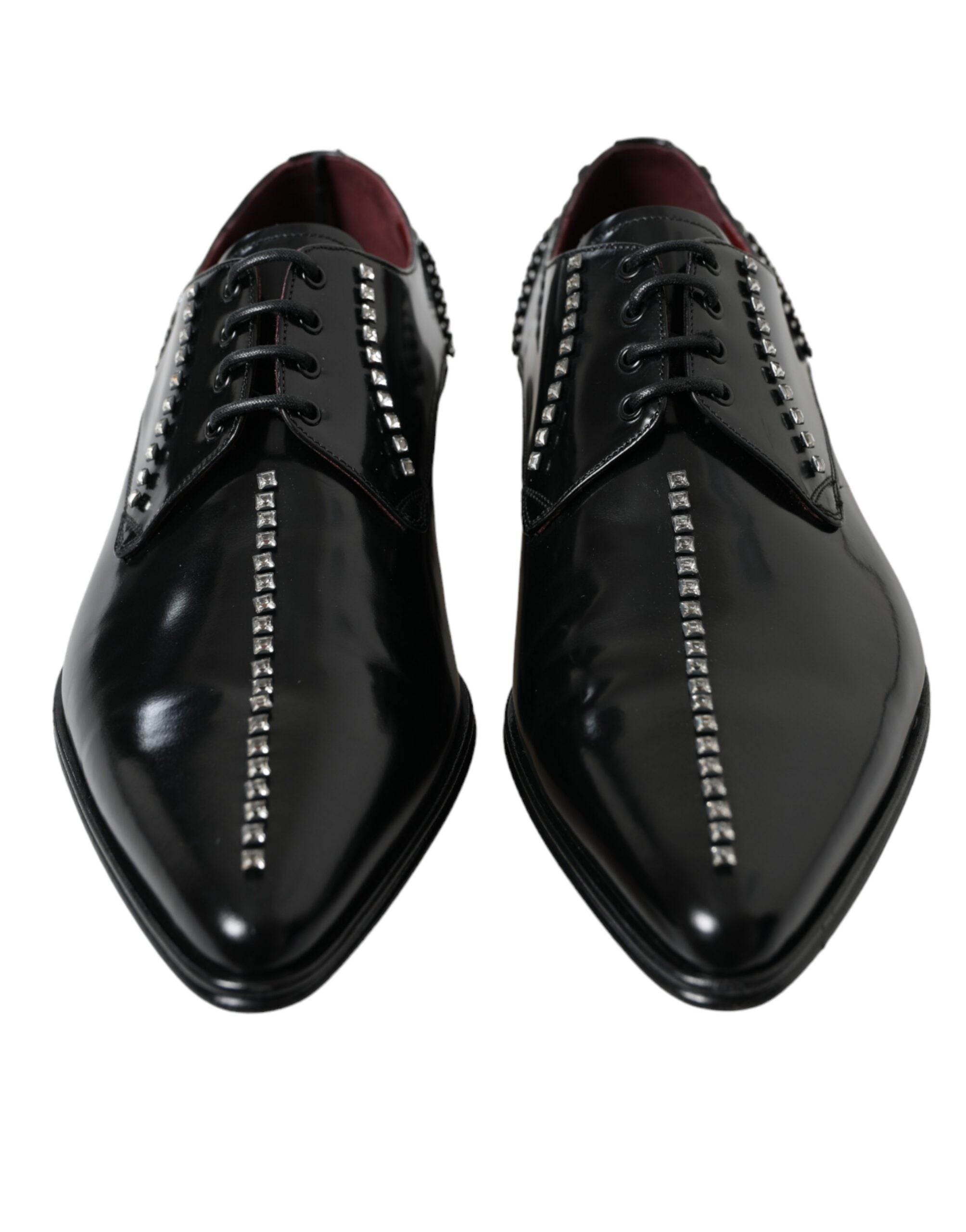 Dolce & Gabbana Schwarze Leder-Abendschuhe mit Kristallbesatz
