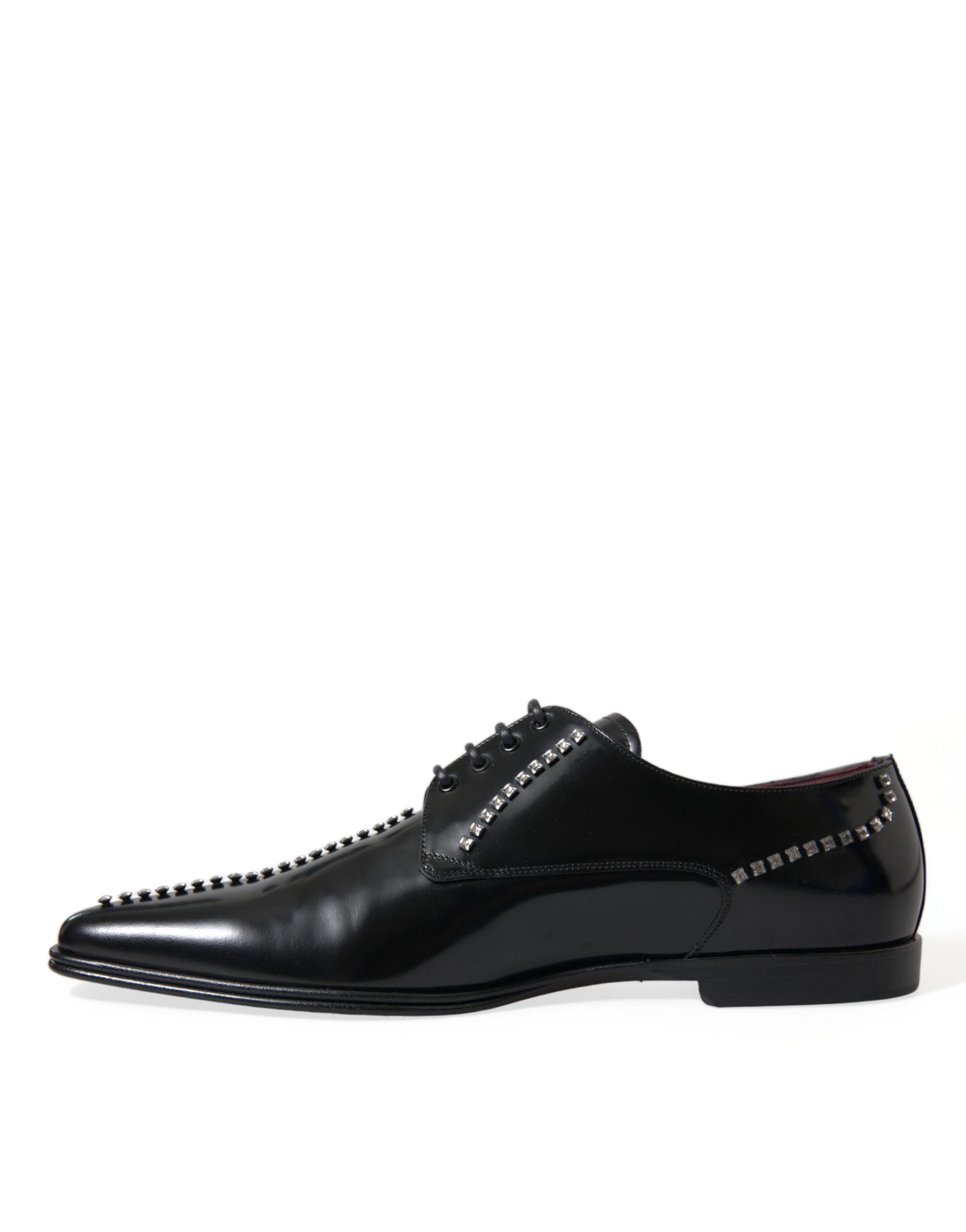 Dolce & Gabbana Schwarze Leder-Abendschuhe mit Kristallbesatz