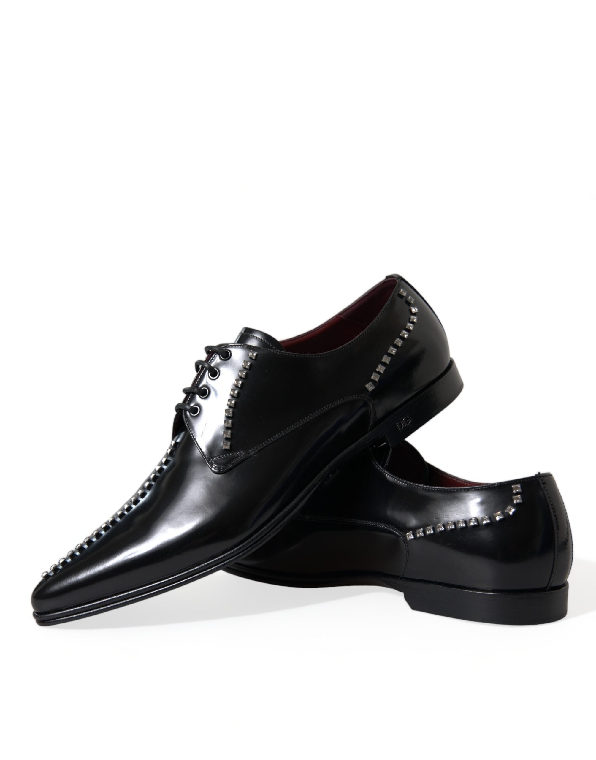 Dolce & Gabbana Schwarze Leder-Abendschuhe mit Kristallbesatz