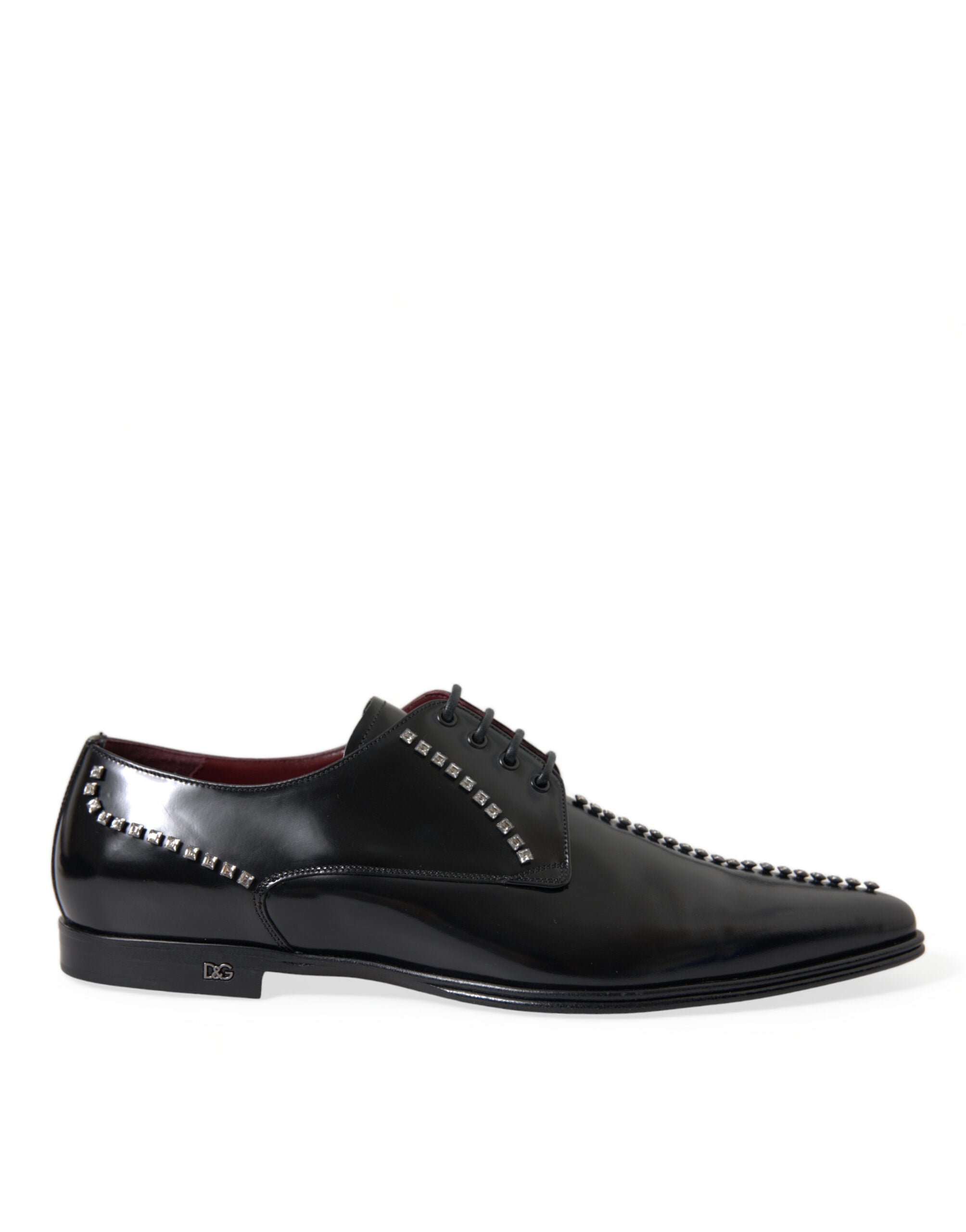Dolce & Gabbana Schwarze Leder-Abendschuhe mit Kristallbesatz