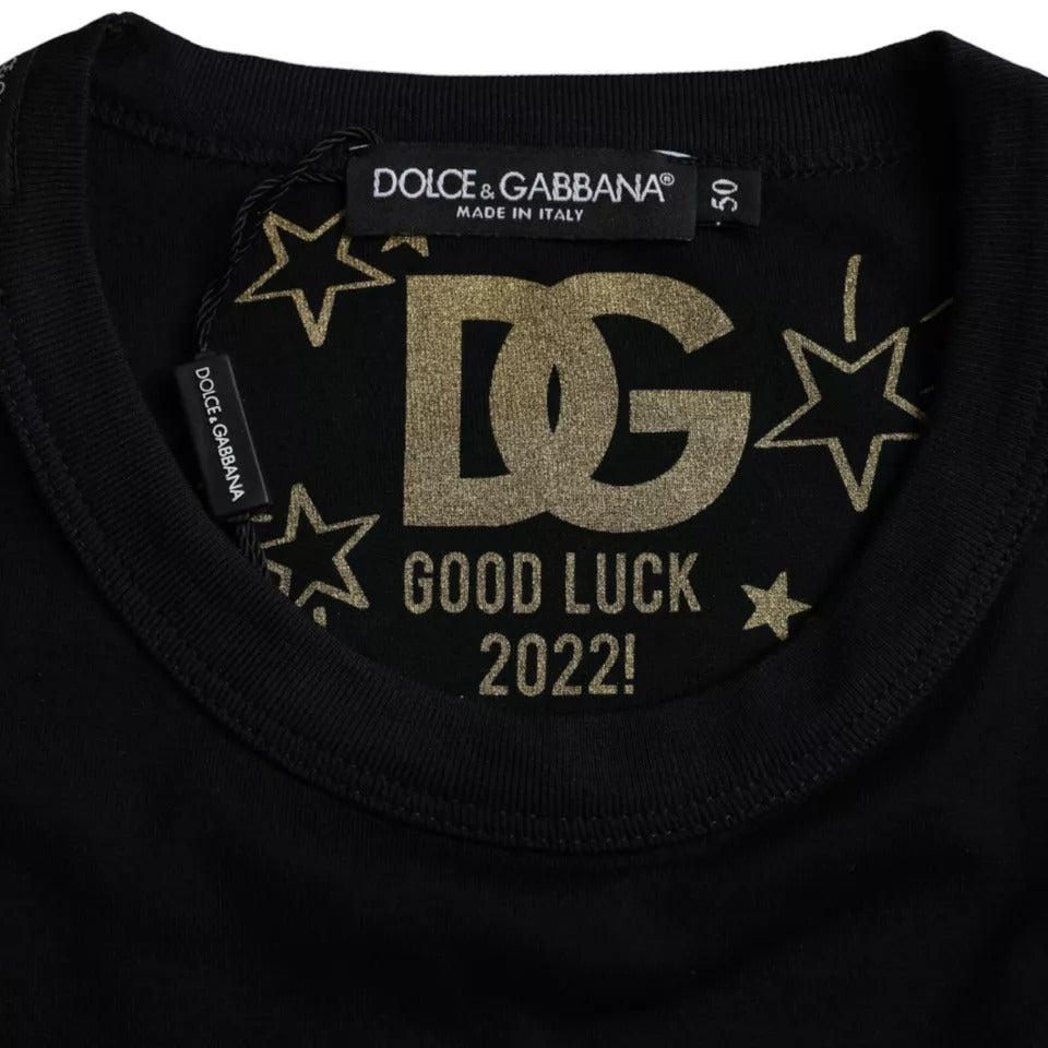 Dolce & Gabbana Schwarzes Baumwoll-T-Shirt mit Rundhalsausschnitt und kurzen Ärmeln für Männer