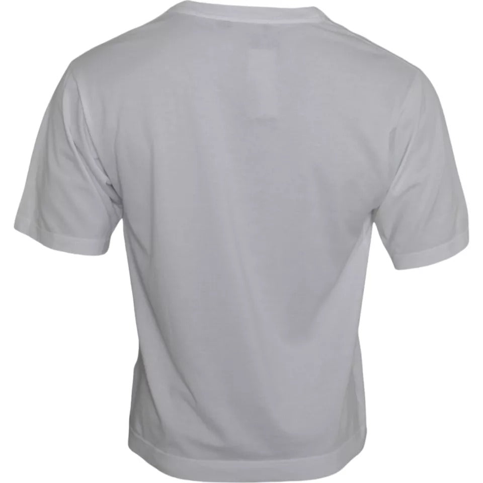 Dolce & Gabbana Weiß Baumwolle DG Applique Männer Casual T-Shirt