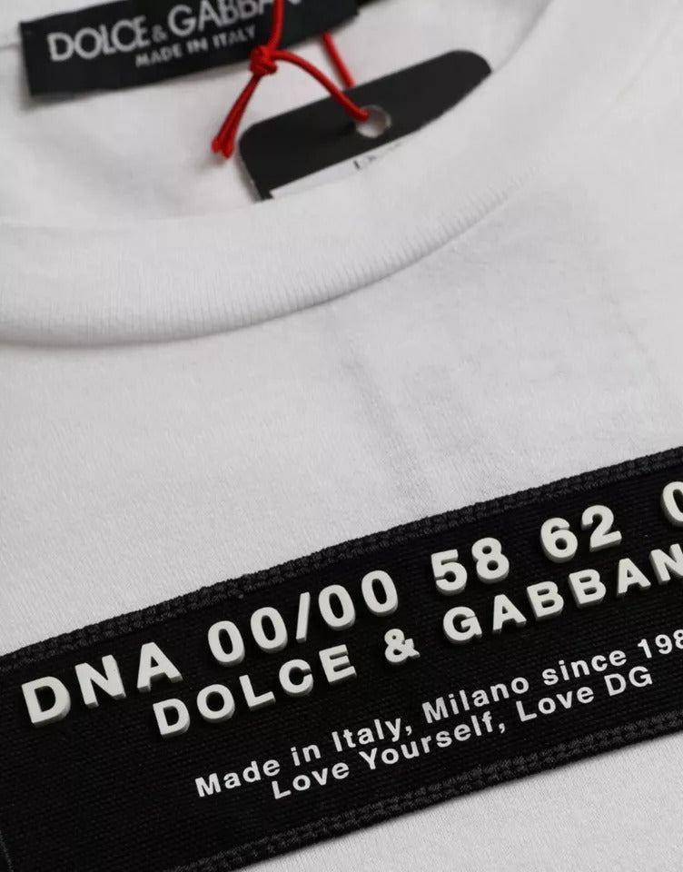 Dolce & Gabbana Weiß Baumwolle DG Applique Männer Casual T-Shirt