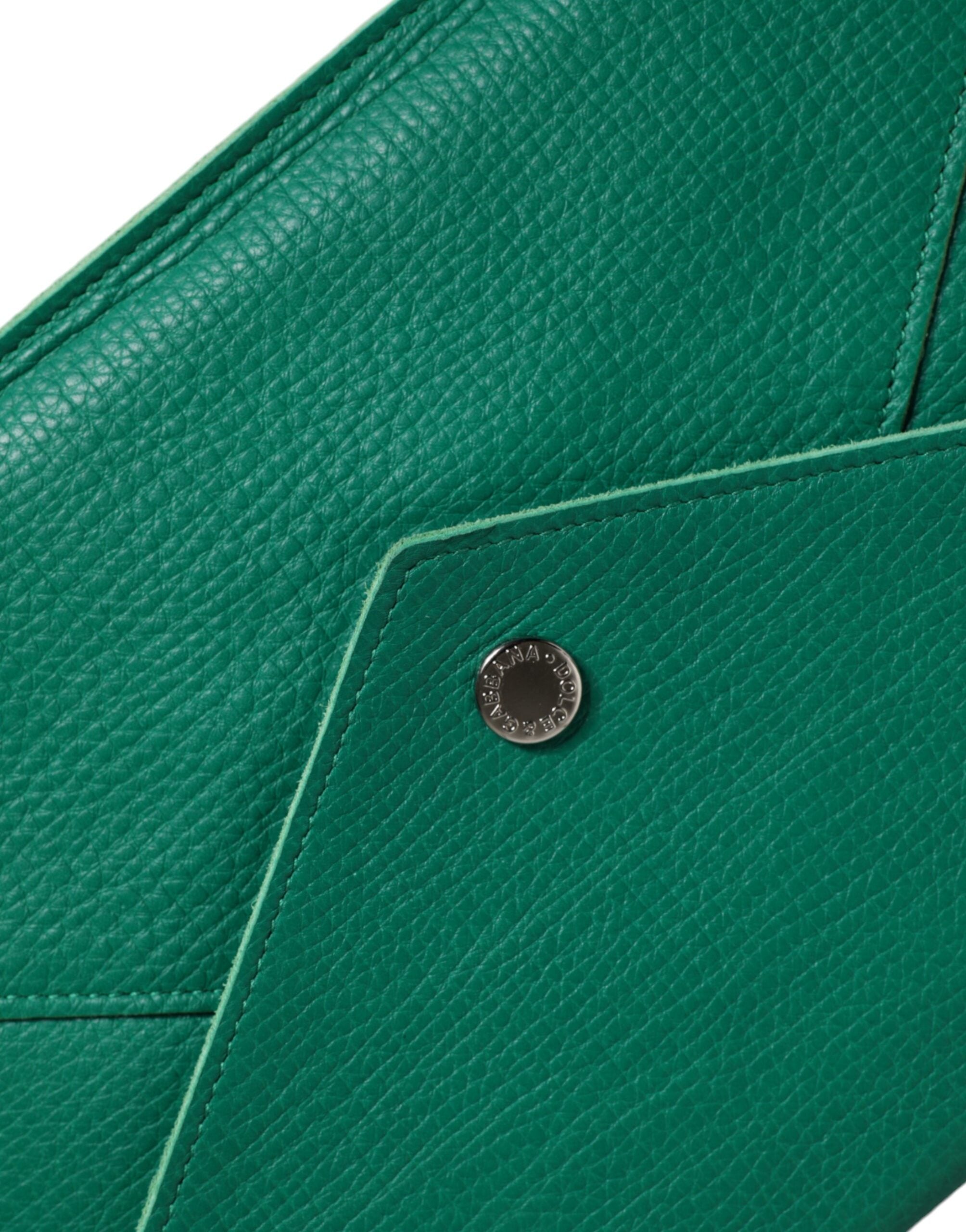 Dolce & Gabbana Grüne Lederhandtasche Clutch Mini-Geldbörse Tablet-Hülle