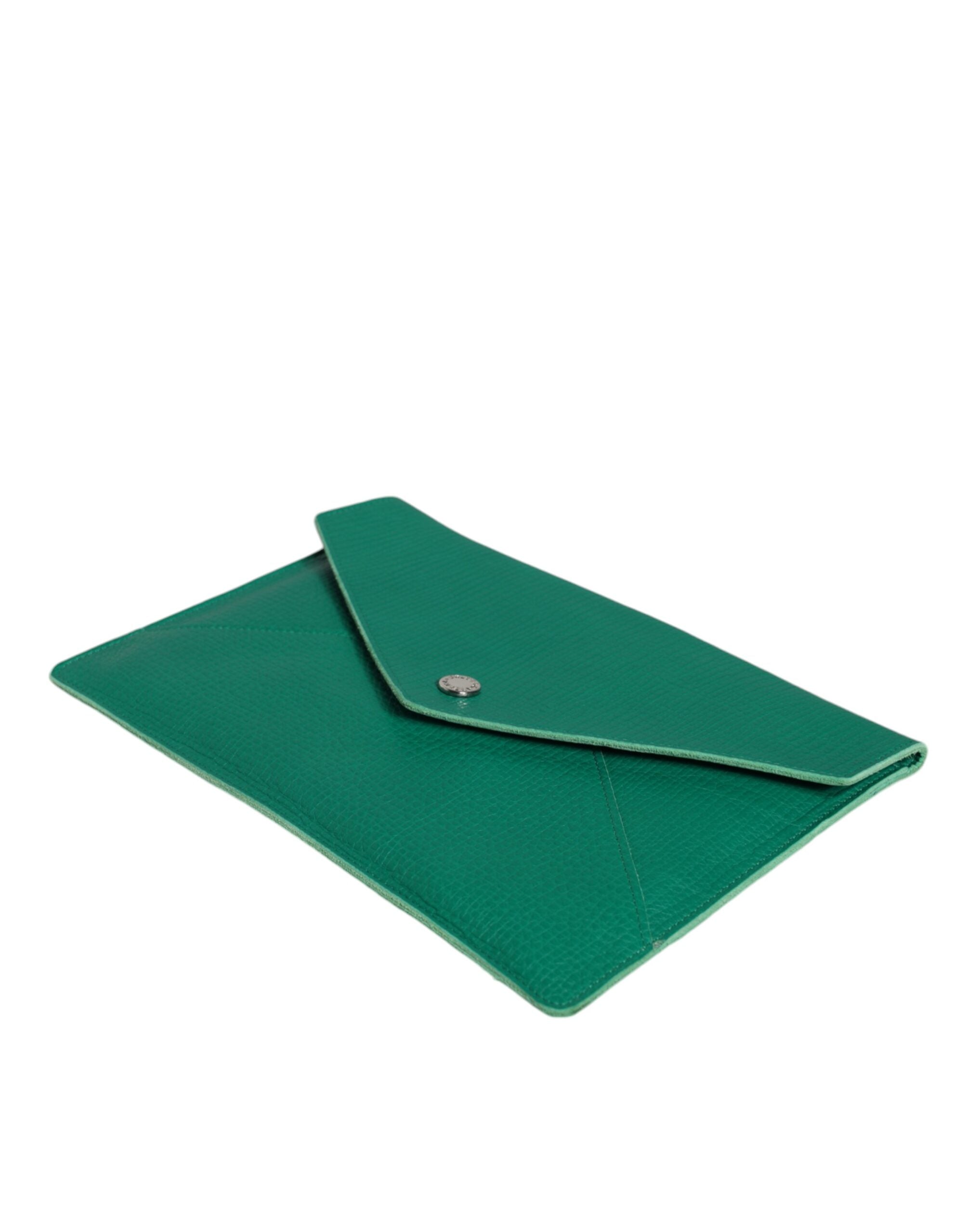 Dolce & Gabbana Grüne Lederhandtasche Clutch Mini-Geldbörse Tablet-Hülle