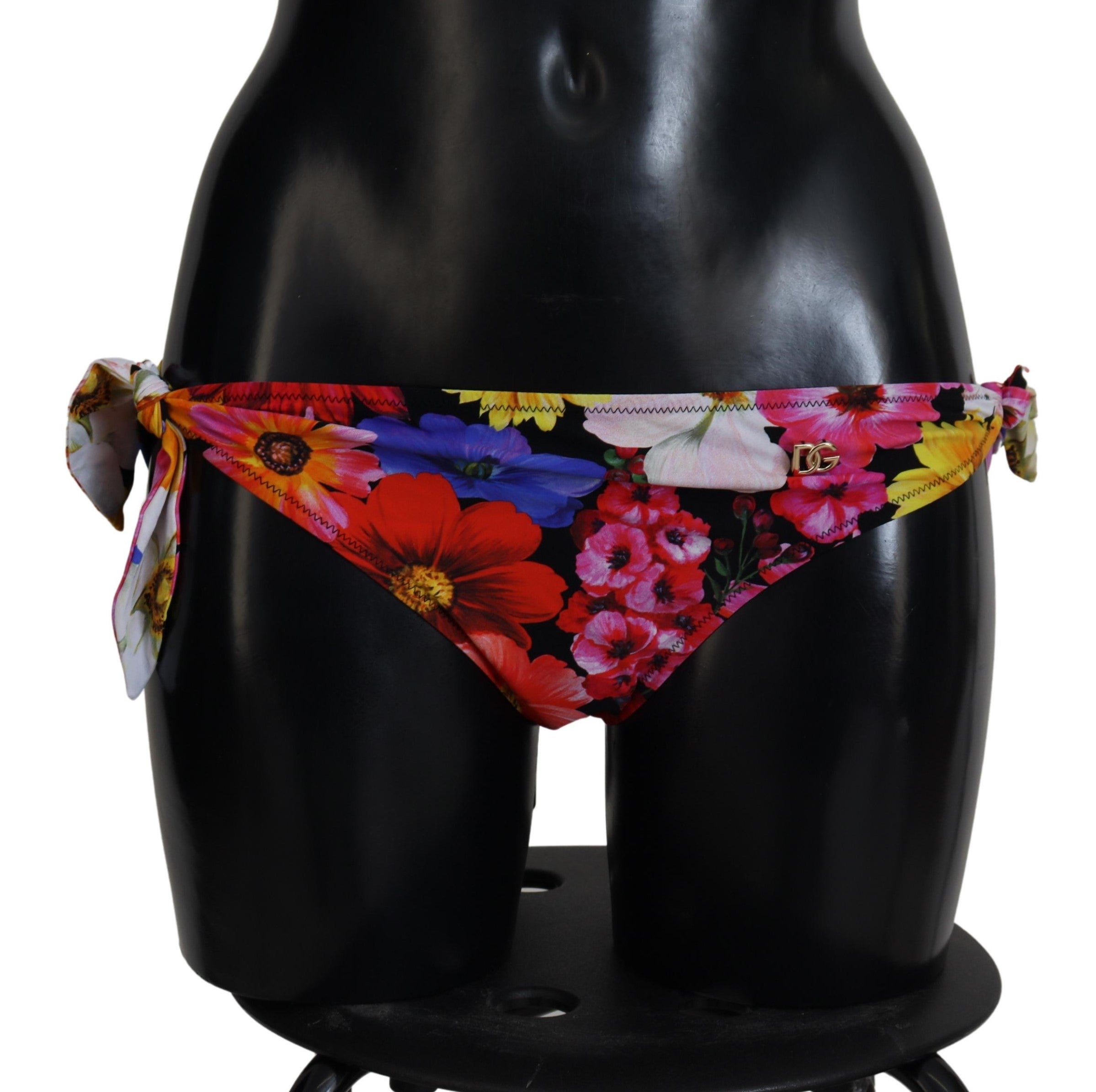Dolce & Gabbana Schwarzer Bikini-Slip mit Blumenprint
