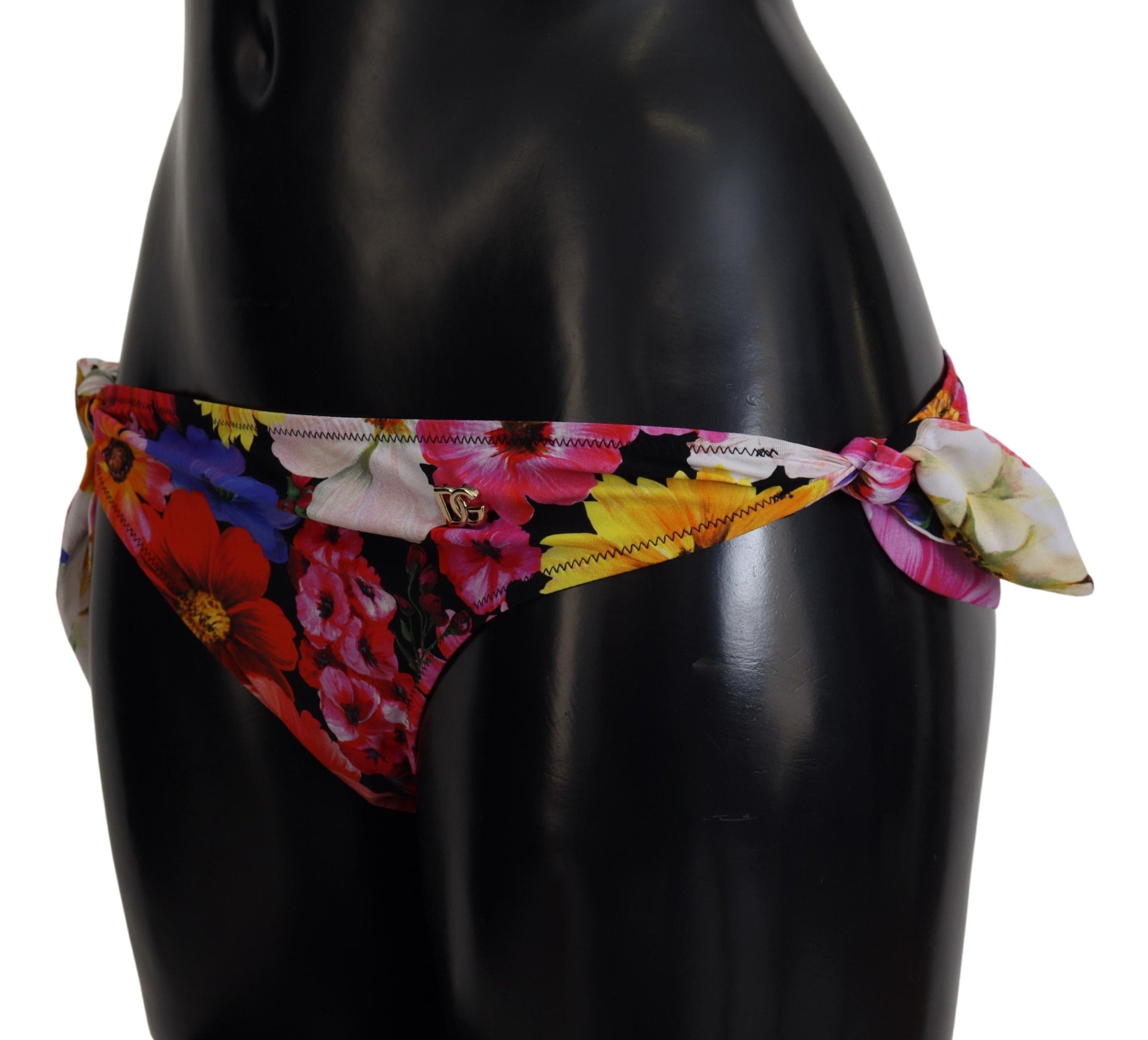 Dolce & Gabbana Schwarzer Bikini-Slip mit Blumenprint