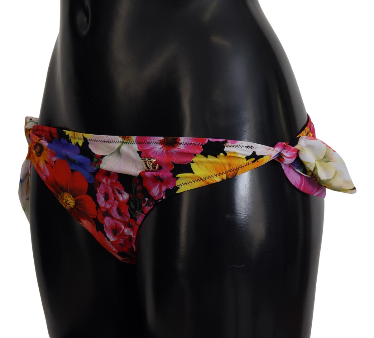 Dolce & Gabbana Schwarzer Bikini-Slip mit Blumenprint