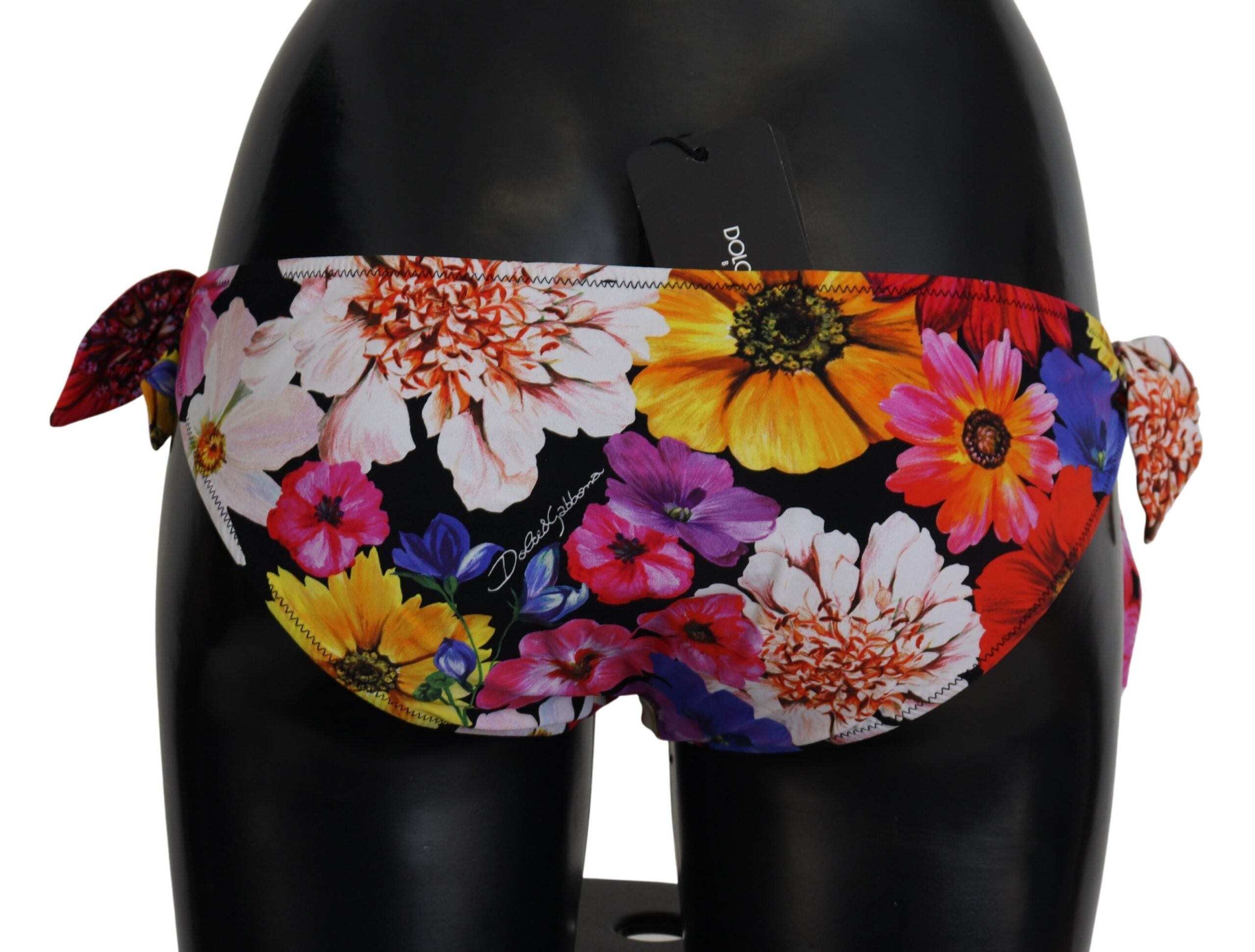 Dolce & Gabbana Schwarzer Bikini-Slip mit Blumenprint