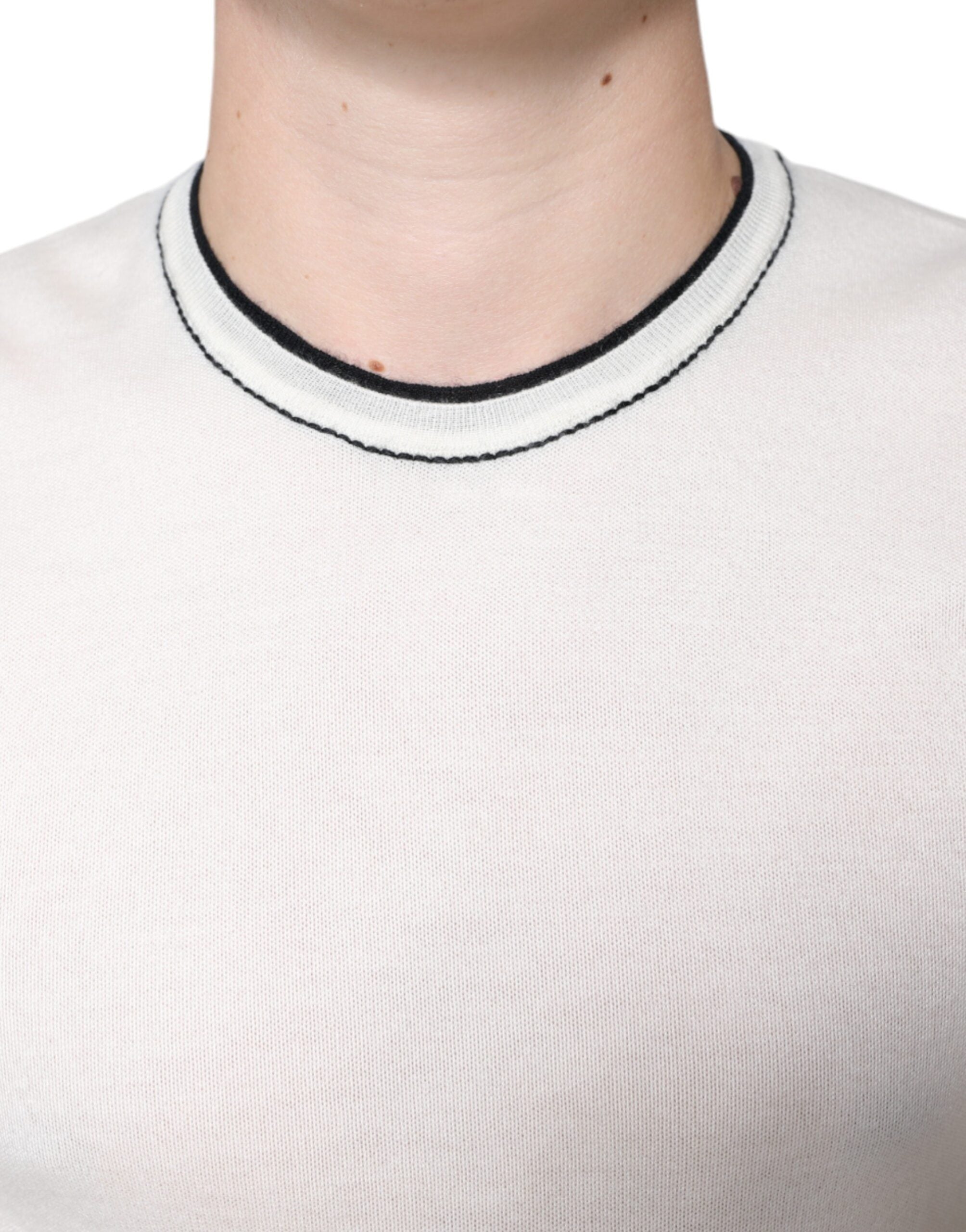 Dolce & Gabbana Weißes Kaschmir-T-Shirt mit kurzen Ärmeln
