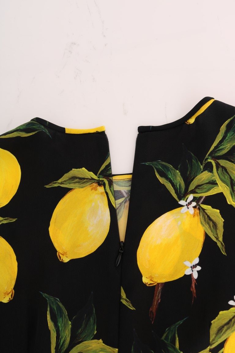Dolce & Gabbana Mehrfarbiges Lemon Silk Stretch T-Shirt