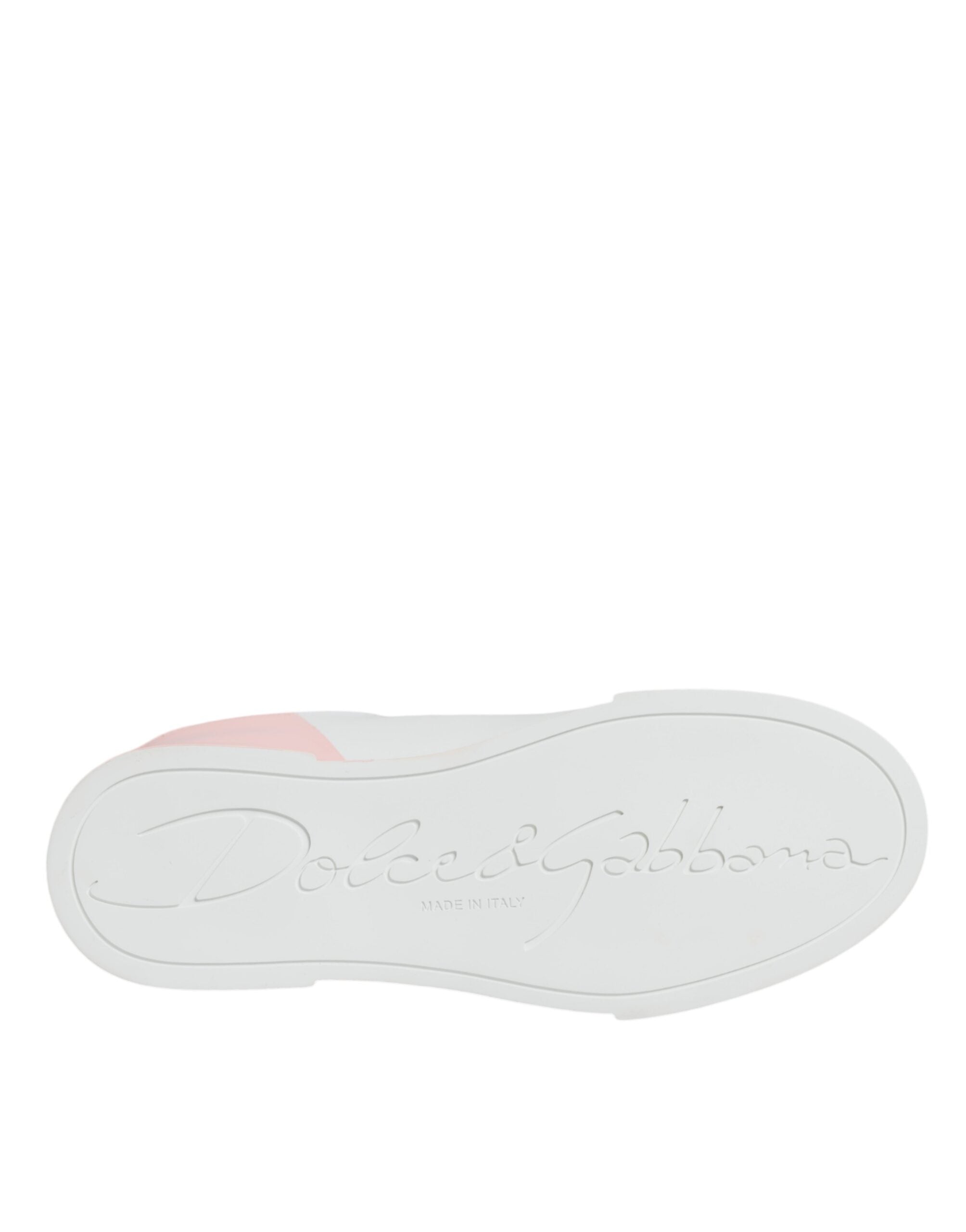 Dolce & Gabbana Weiße und rosafarbene Portofino Low-Top Sneaker