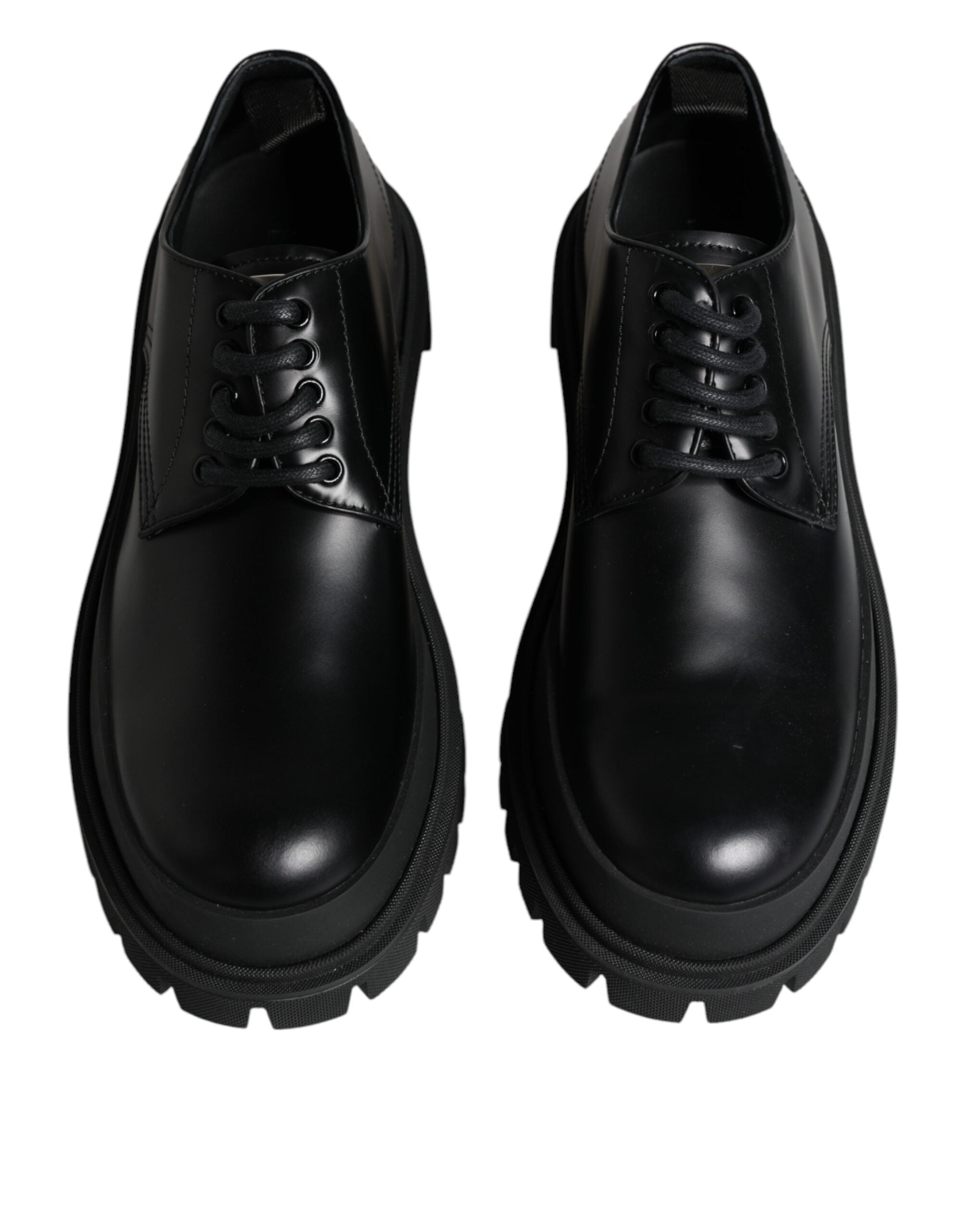 Dolce & Gabbana Schwarze Leder-Schnürschuhe für Trekking-Anzüge
