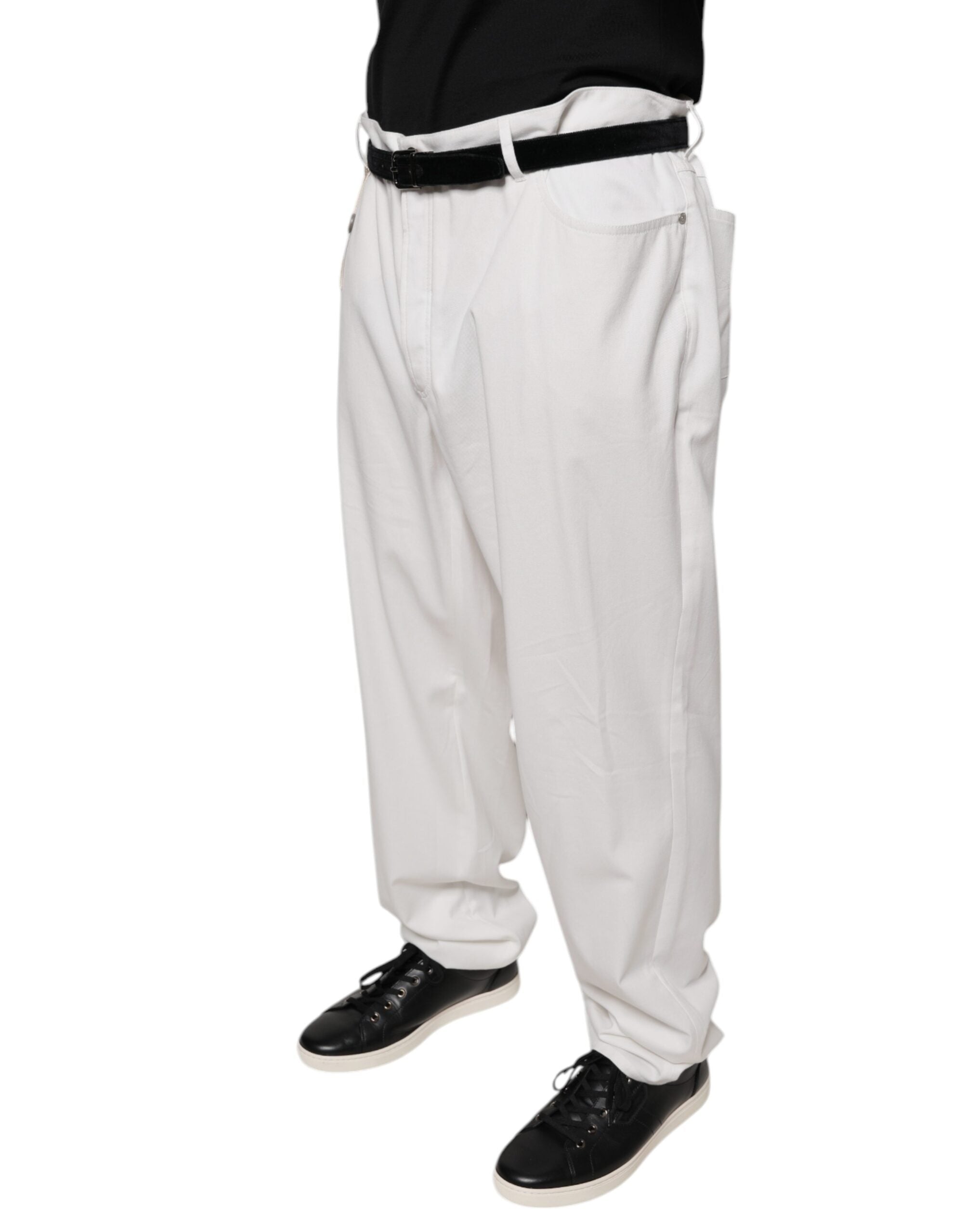 Brunello Cucinelli Weiße Baumwolle Männer Kleid konisch zulaufende Hose