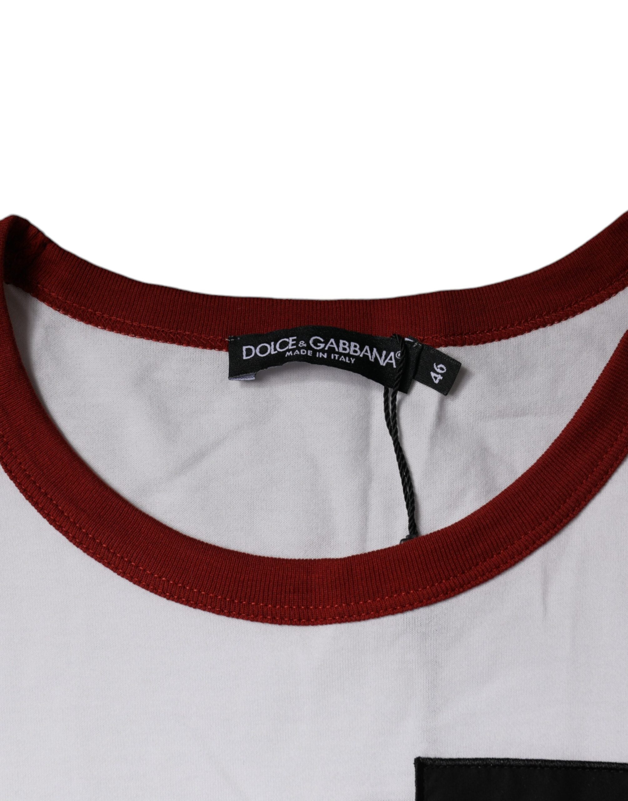 Dolce & Gabbana Weißes Baumwoll-T-Shirt mit Grafikdruck und Rundhalsausschnitt