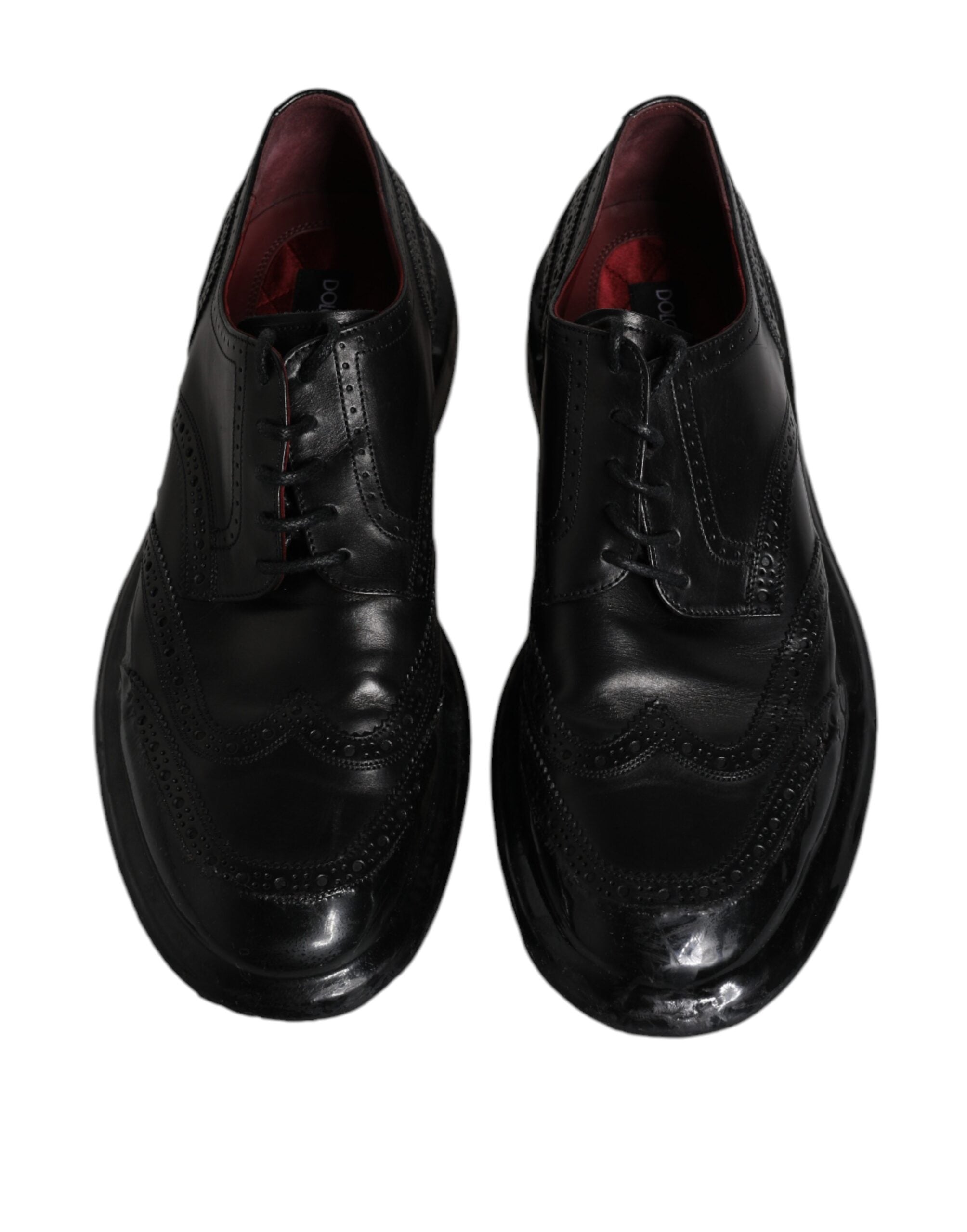 Dolce & Gabbana Schwarzes Leder Derby Wingtip Formelle Schuhe