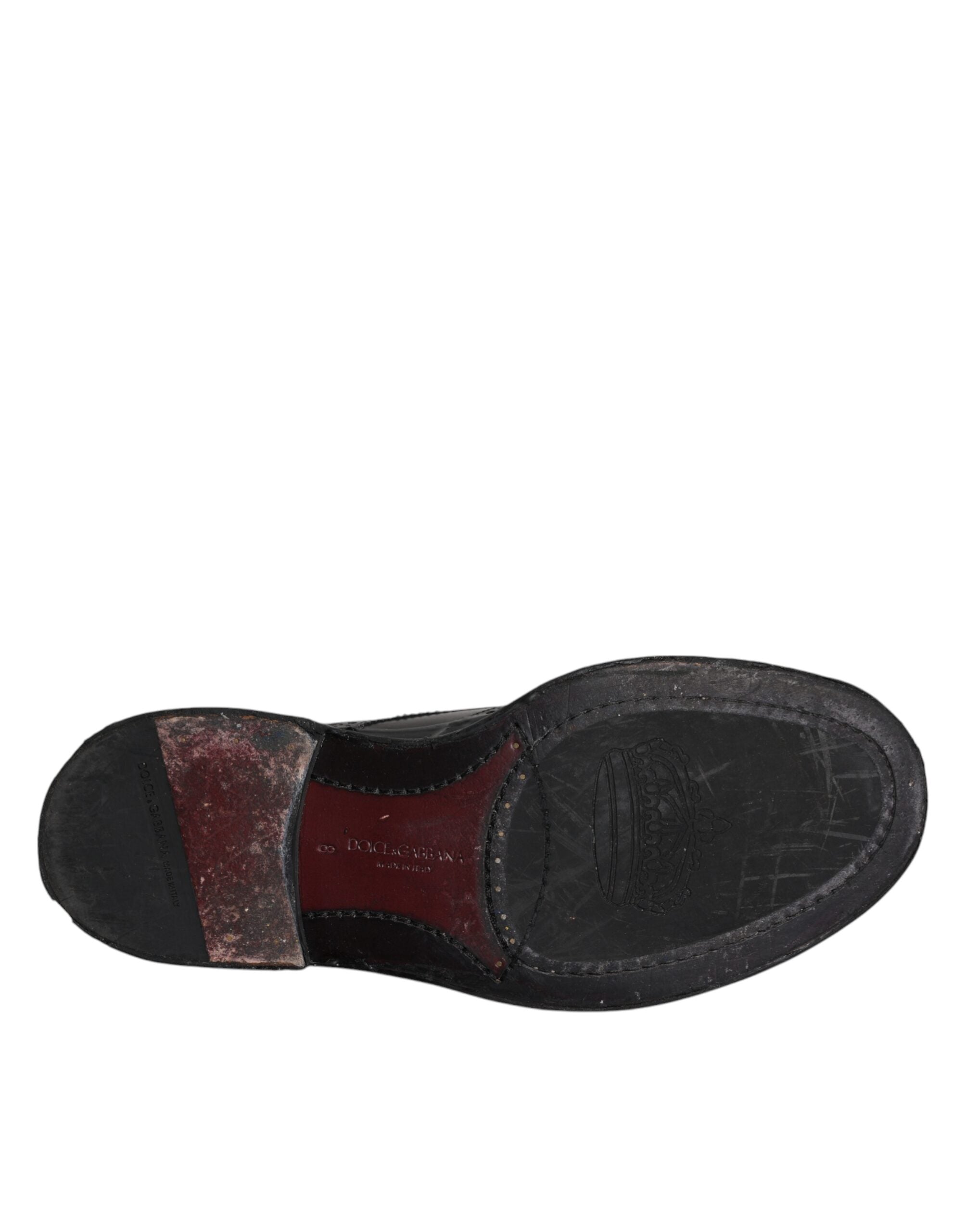 Dolce & Gabbana Schwarzes Leder Derby Wingtip Formelle Schuhe