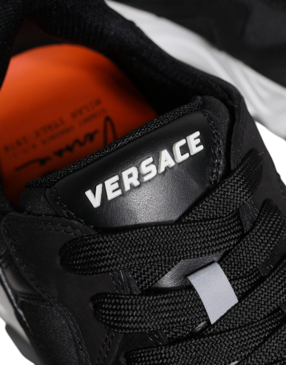 Versace Schwarz Leder Neopren Chunky Low Top Turnschuhe Squalo Schuhe