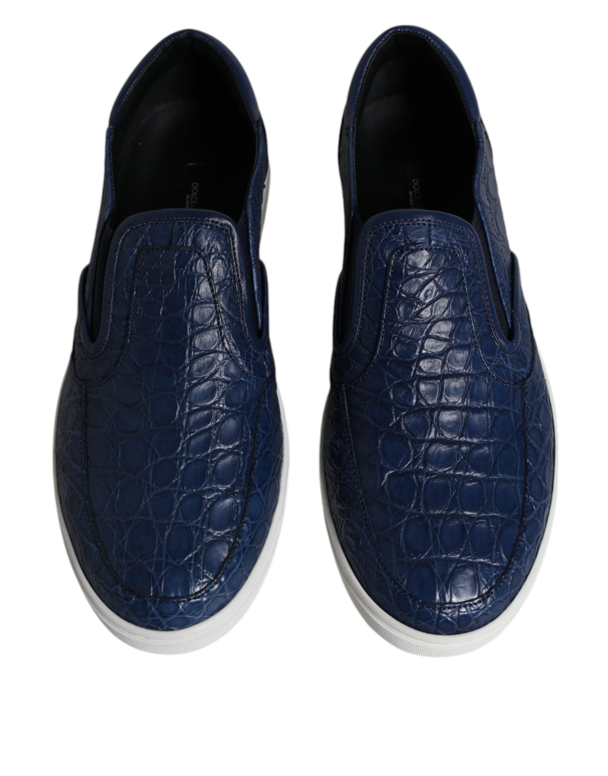 Dolce & Gabbana Blau Croc Exotische Leder Männer Turnschuhe Schuhe