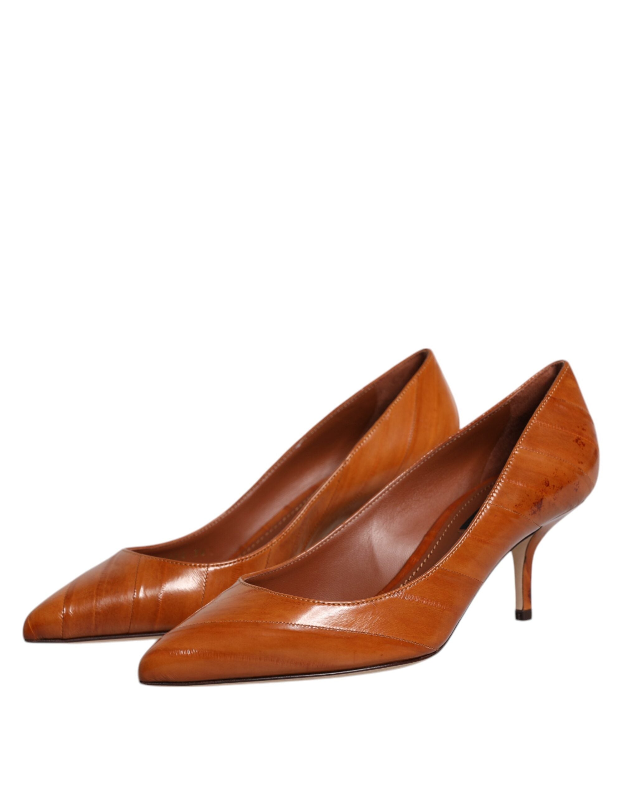Dolce & Gabbana Braune Kitten-Heel-Pumps aus Leder
