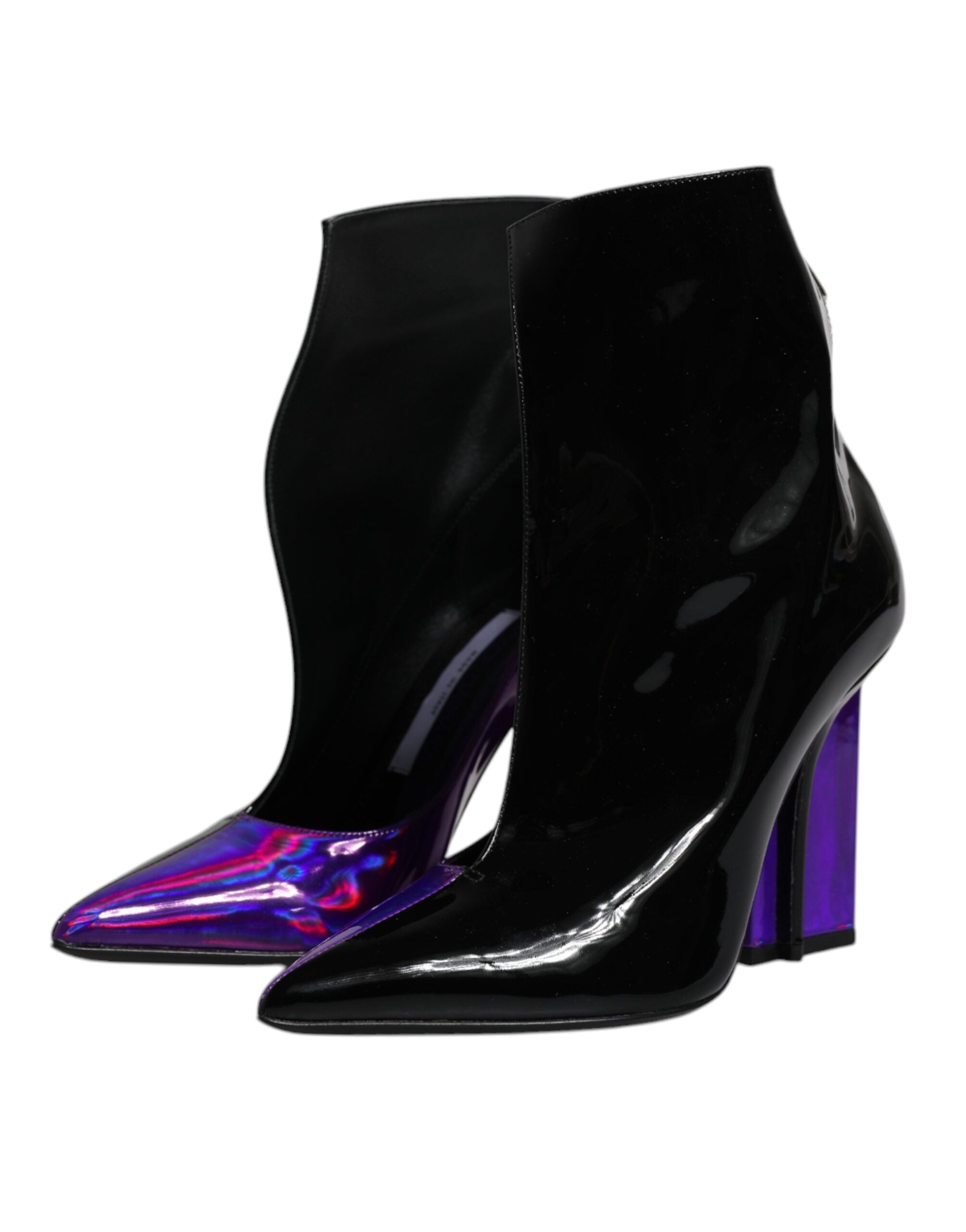 Dolce & Gabbana Lila Schwarz Spitzstiefel Schuhe