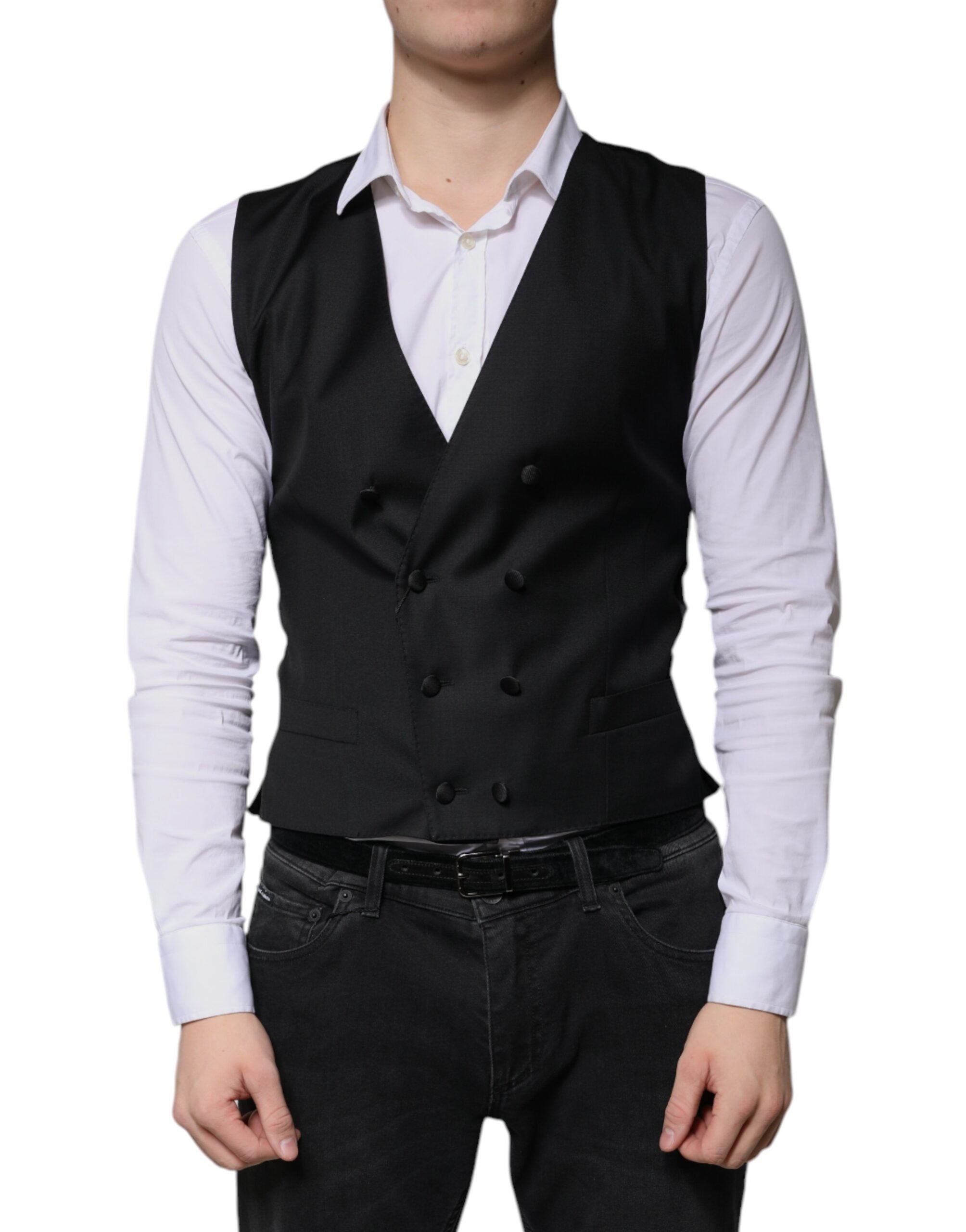 Dolce & Gabbana Schwarz Wolle Formal Dress Männer Weste Weste