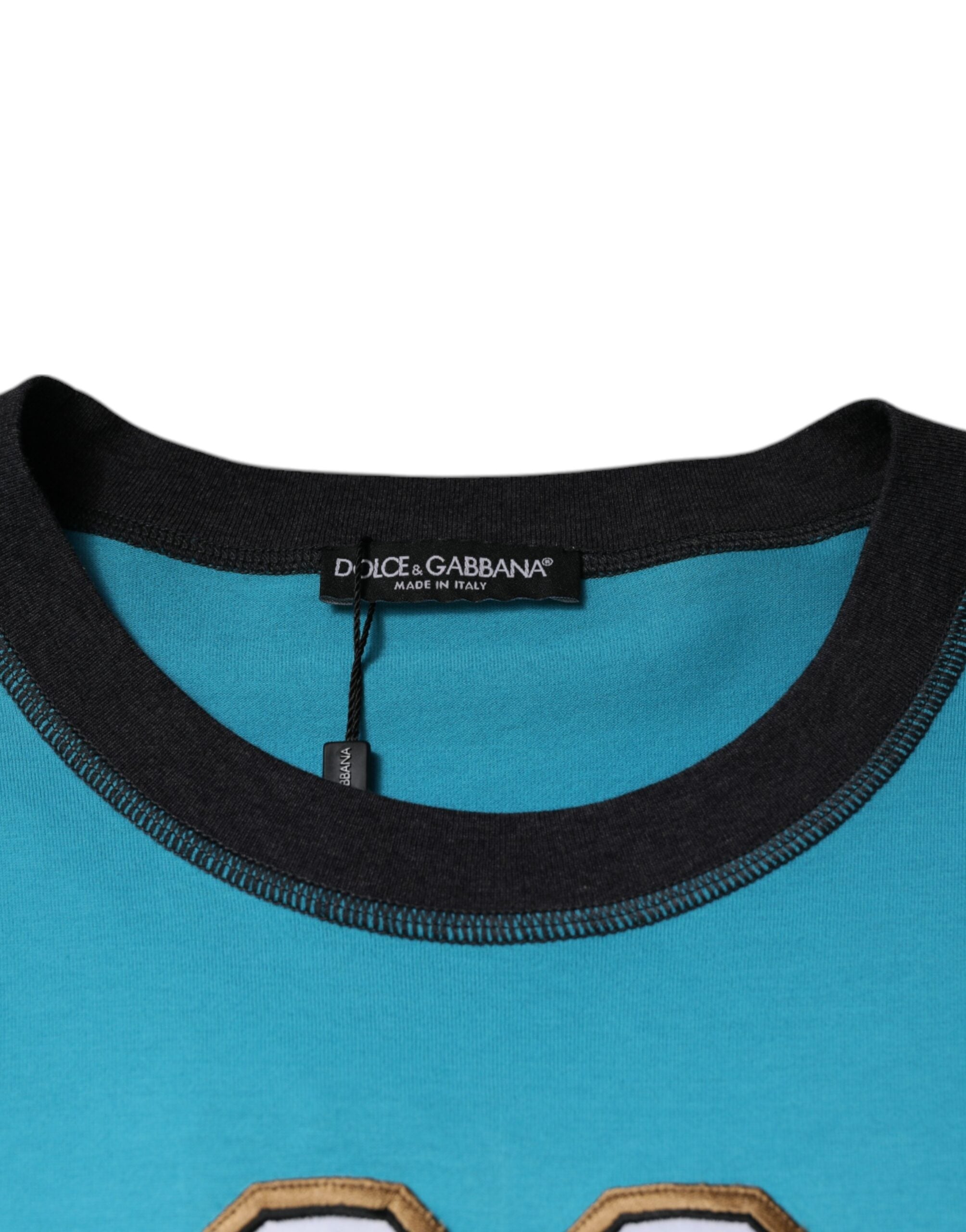 Dolce & Gabbana Blaues Logo T-Shirt mit Rundhalsausschnitt und kurzen Ärmeln