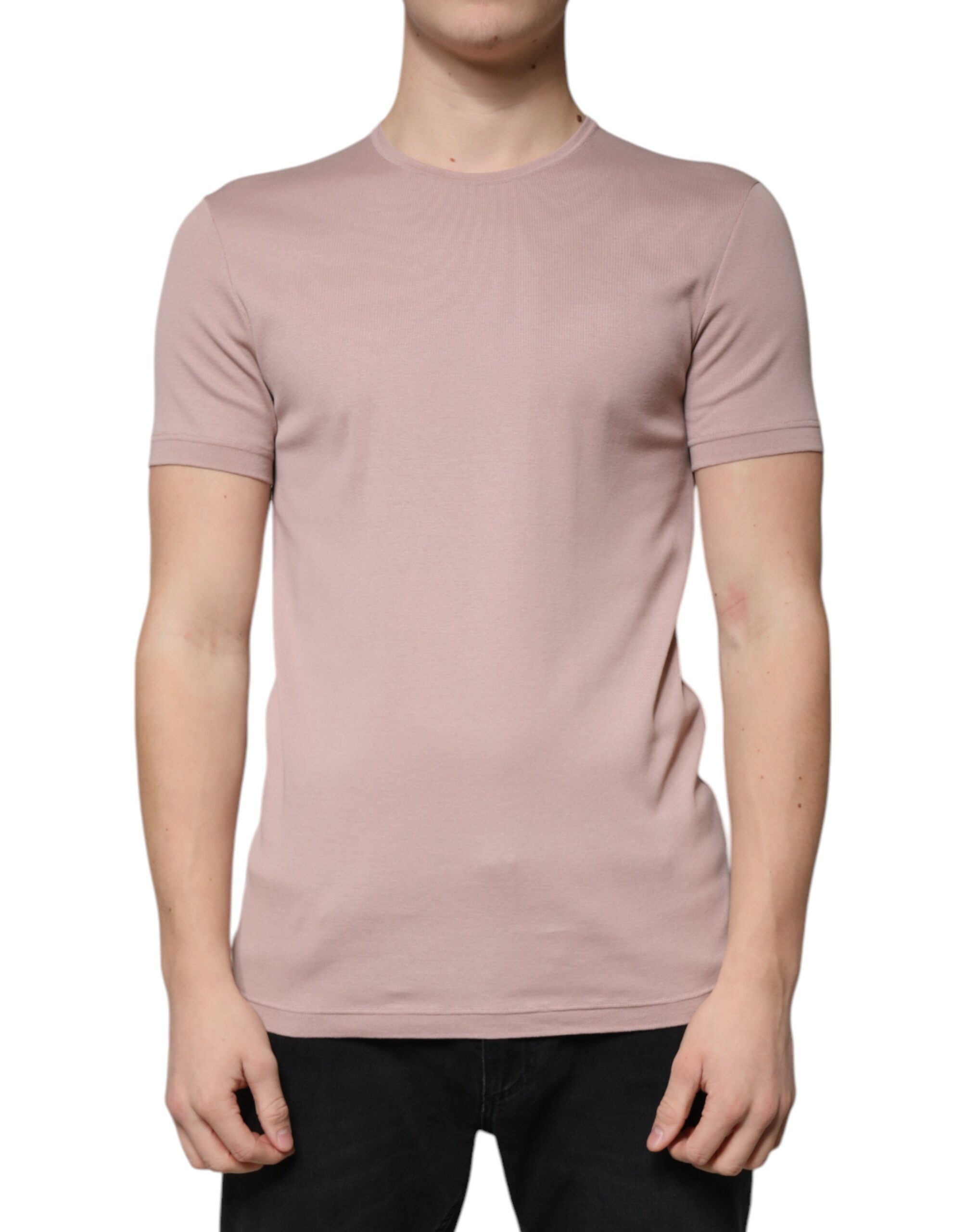 Dolce & Gabbana Braunes Baumwoll-T-Shirt mit kurzen Ärmeln und Rundhalsausschnitt