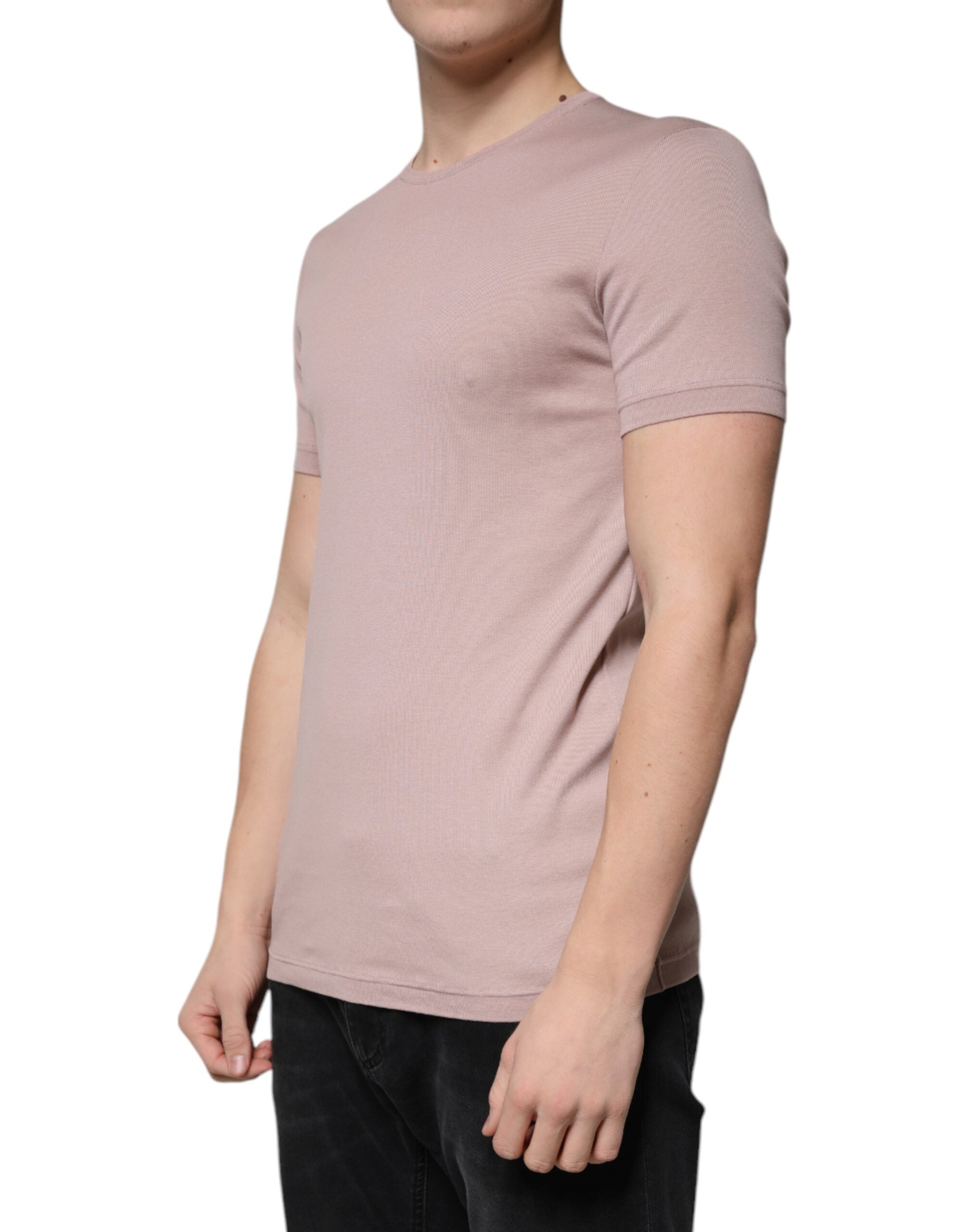 Dolce & Gabbana Braunes Baumwoll-T-Shirt mit kurzen Ärmeln und Rundhalsausschnitt