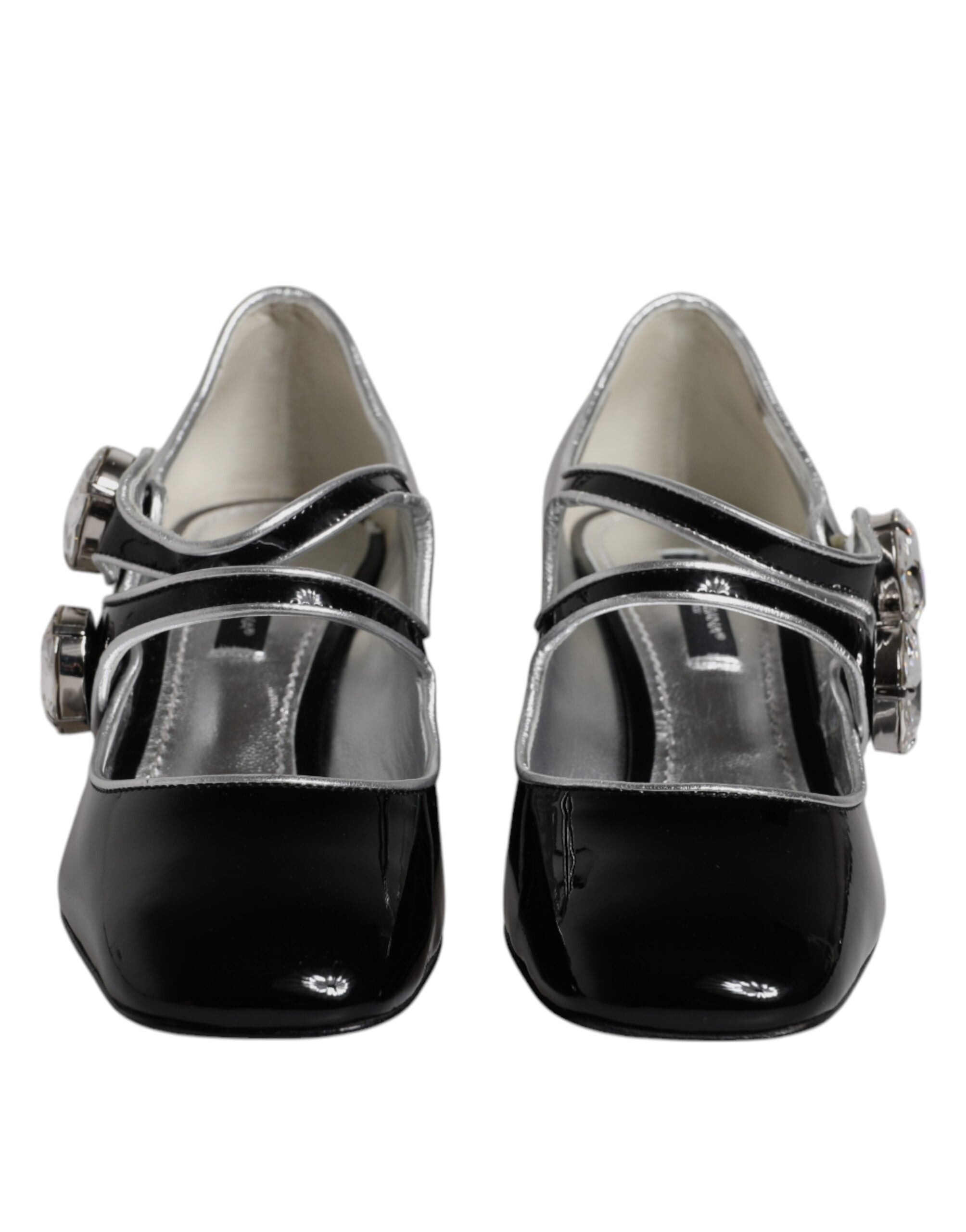 Dolce & Gabbana Schwarz Lackleder Kristall Mary Jane Pumps Schuhe