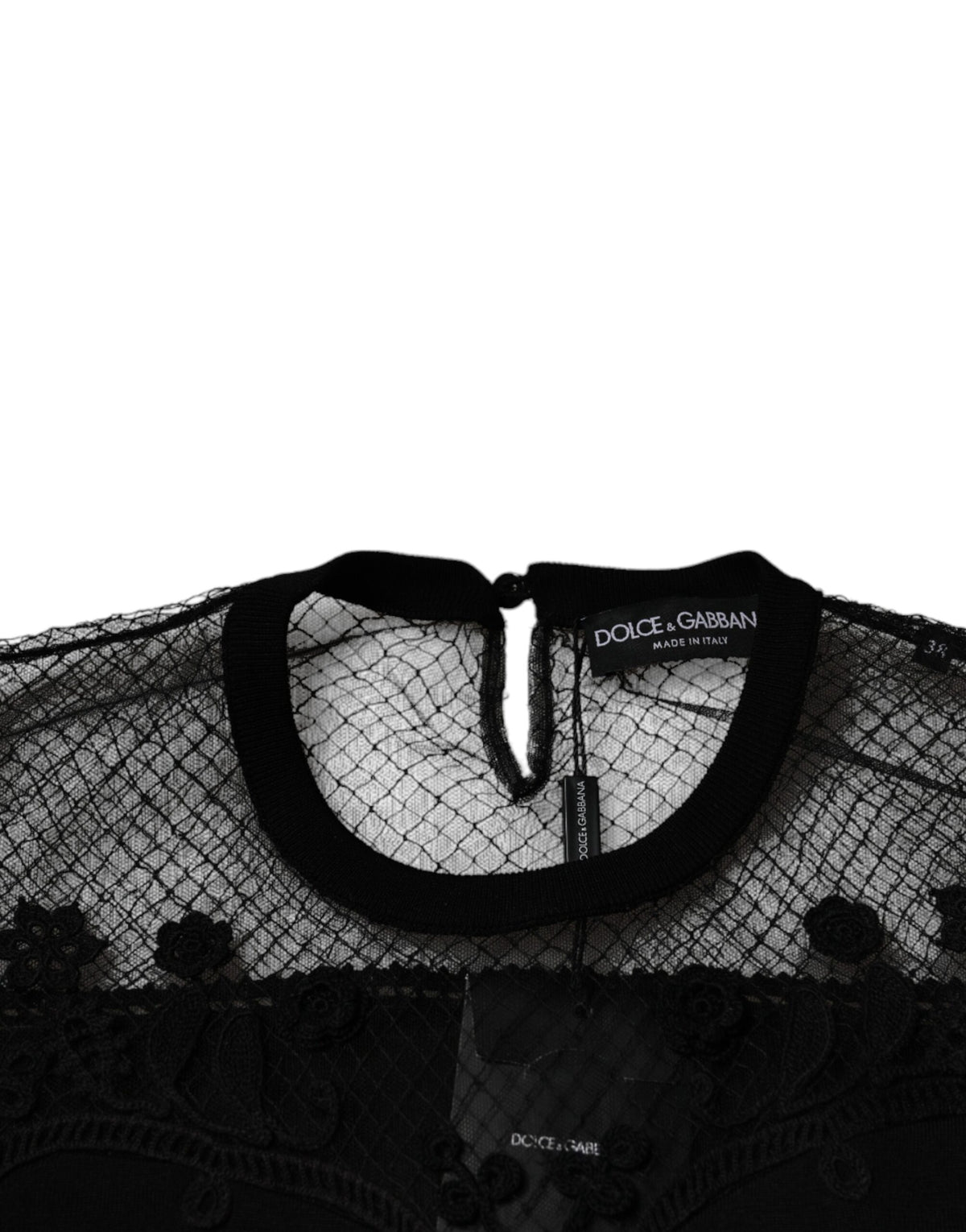 Dolce & Gabbana Schwarzes Blusentop mit floraler Spitze und kurzen Ärmeln