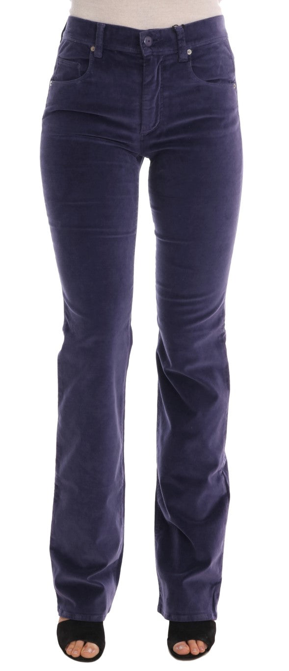 Ermanno Scervino Lila Cord Stretch-Bootcut-Hose