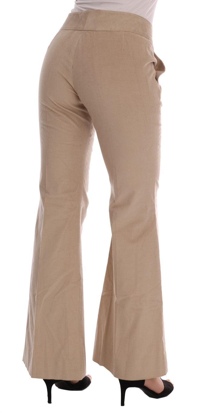 Ermanno Scervino Beigefarbene Bootcut-Hose aus Baumwolle