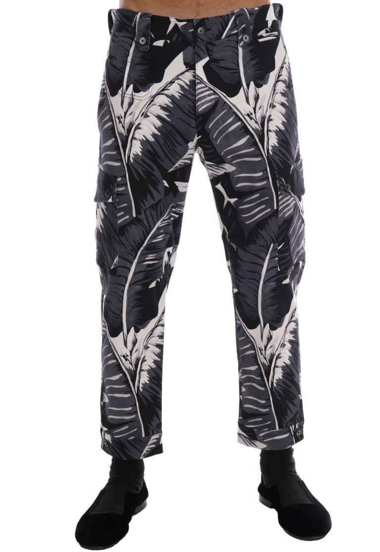 Dolce & Gabbana Graue Bananenblatt-Baumwoll-Hose