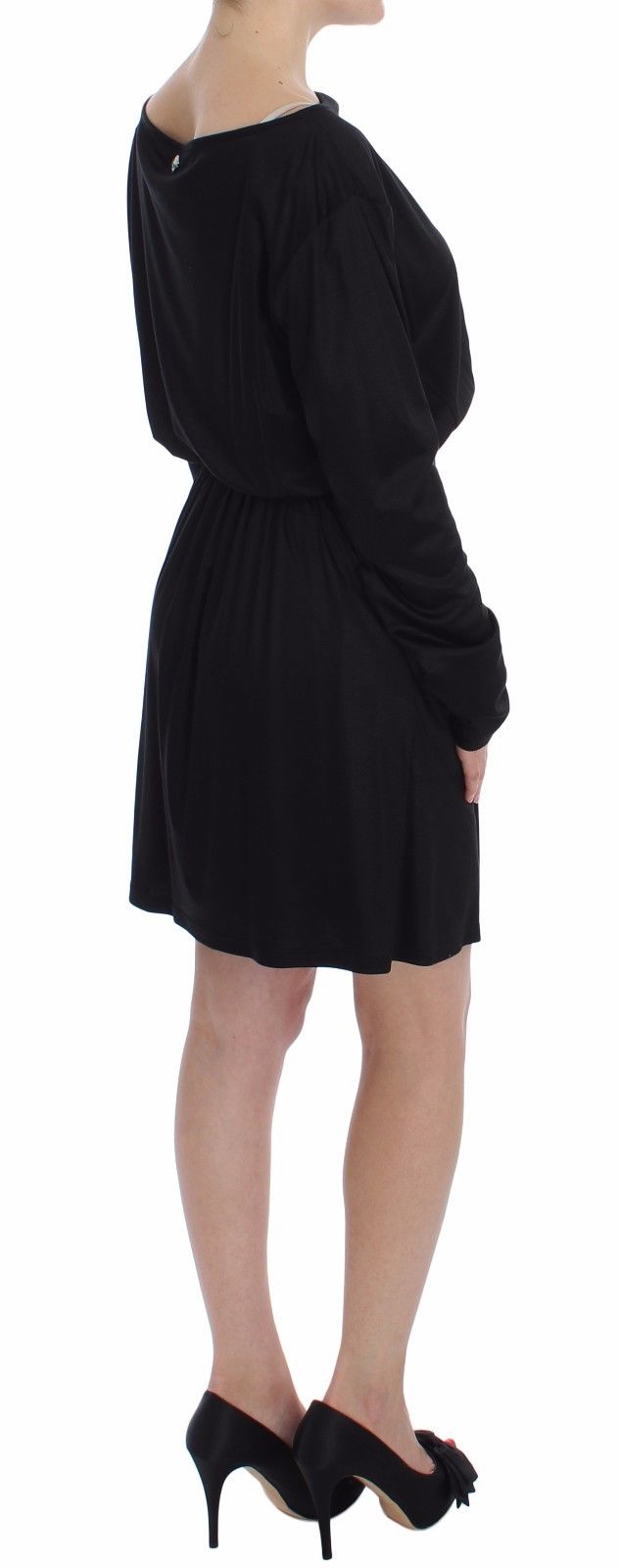 Versace Jeans Schwarzes Modal-Seiden-Shift-Kniekleid
