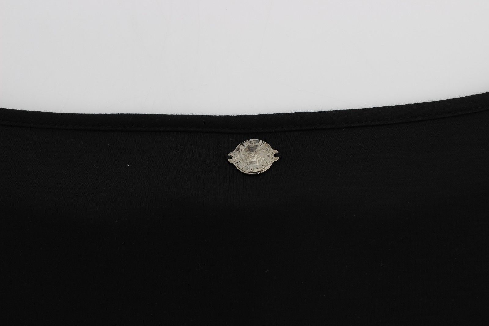 Versace Jeans Schwarzes Modal-Seiden-Shift-Kniekleid