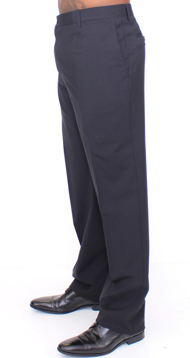 Dolce & Gabbana Schwarze Stretch-Faltenhose aus Wolle
