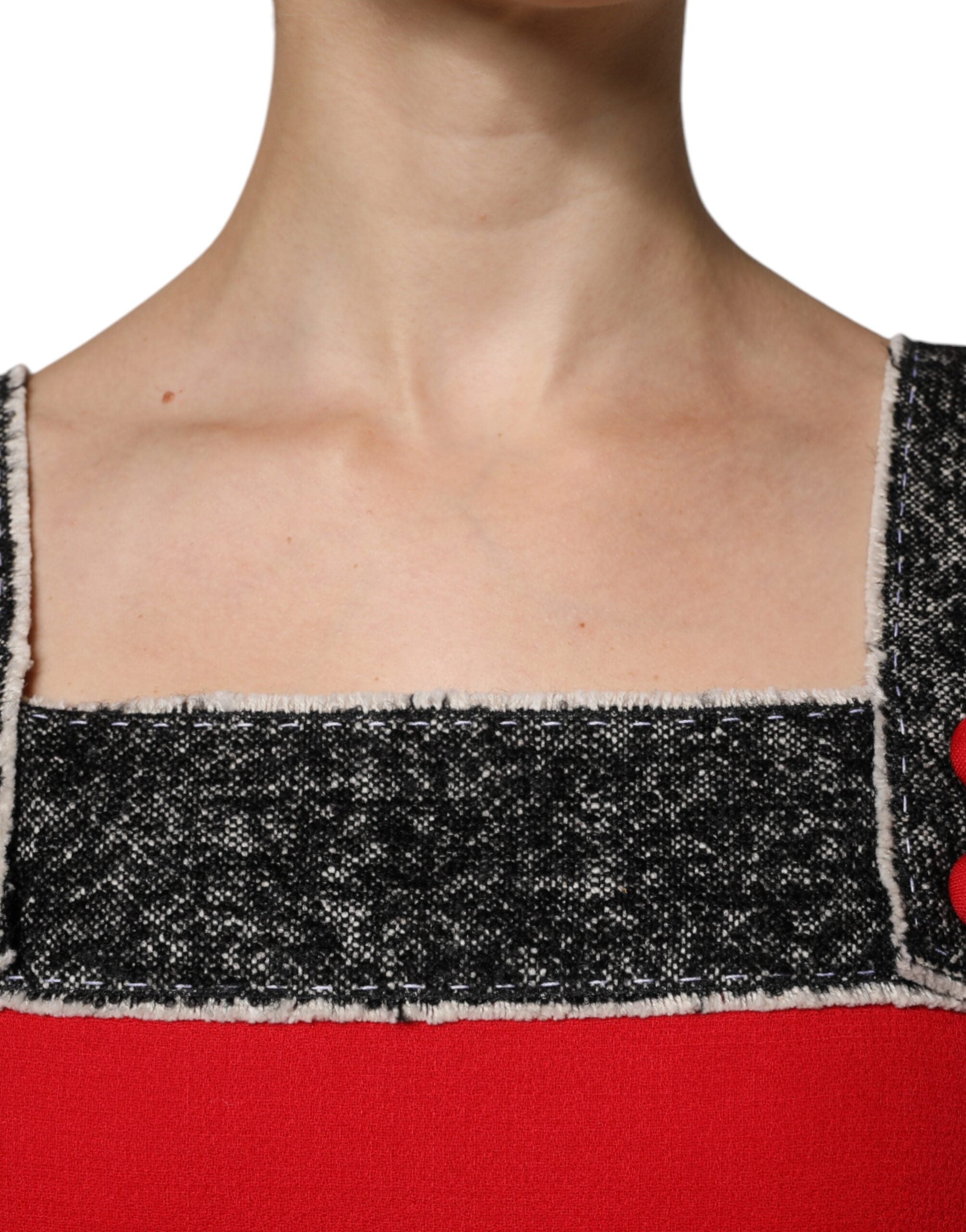 Dolce & Gabbana Rotes ärmelloses Minikleid aus Wolle in ausgestellter A-Linie
