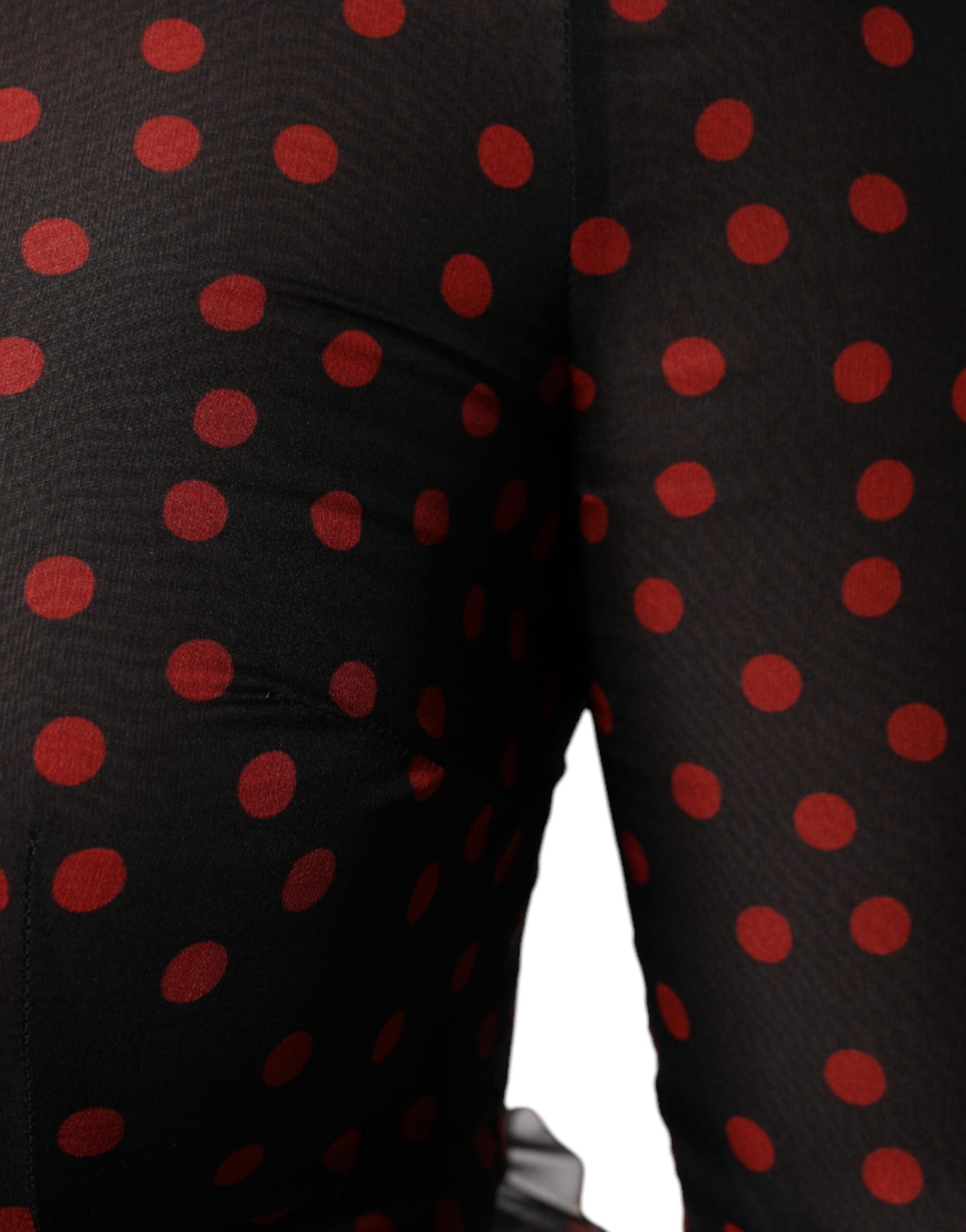 Dolce & Gabbana Schwarz-rot gepunktetes Midikleid aus Seide in Lagen