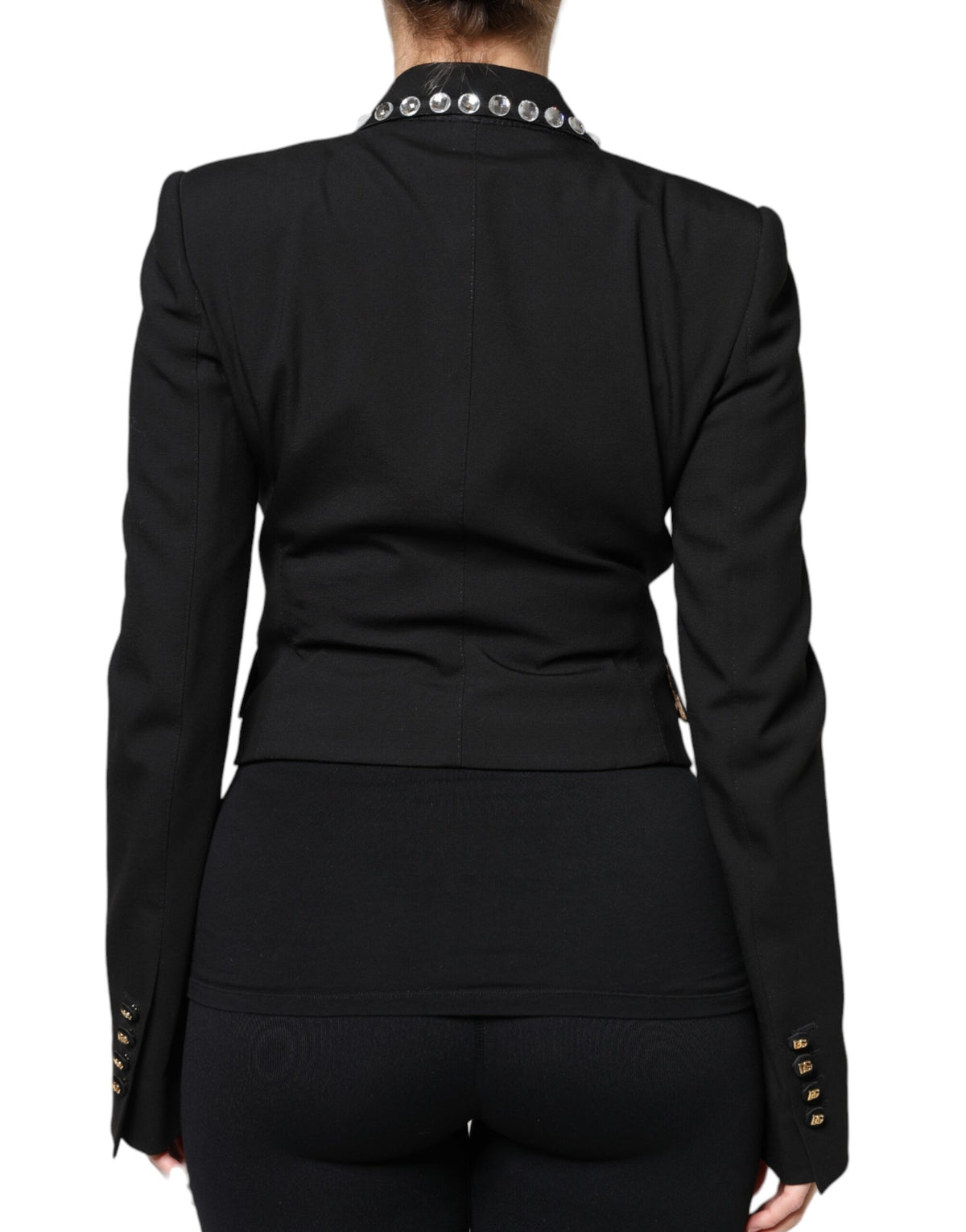 Dolce & Gabbana Schwarzer Crystal Double Breasted Blazer Jacke