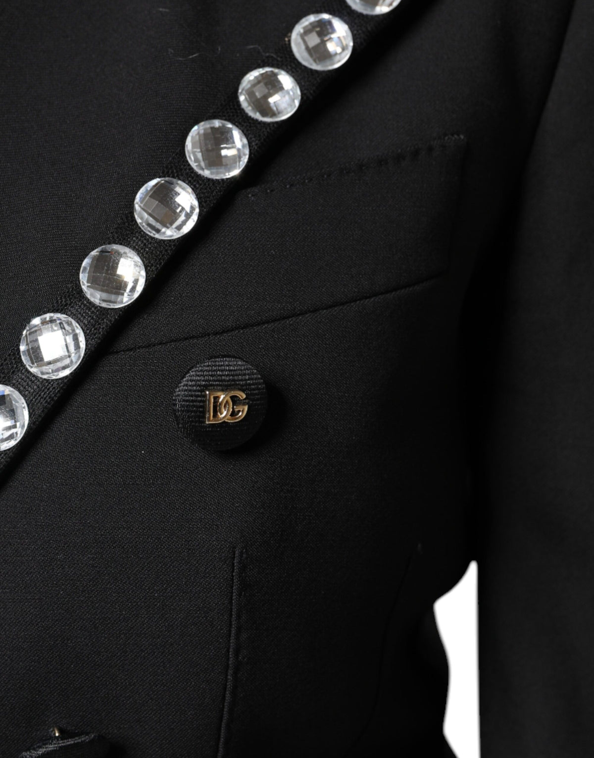 Dolce & Gabbana Schwarzer Crystal Double Breasted Blazer Jacke