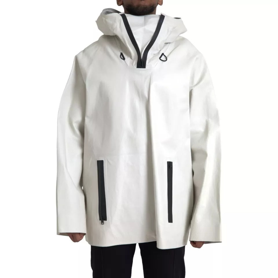 Bottega Veneta Weiße Leder Herren Wasserdichte Jacke Blouson