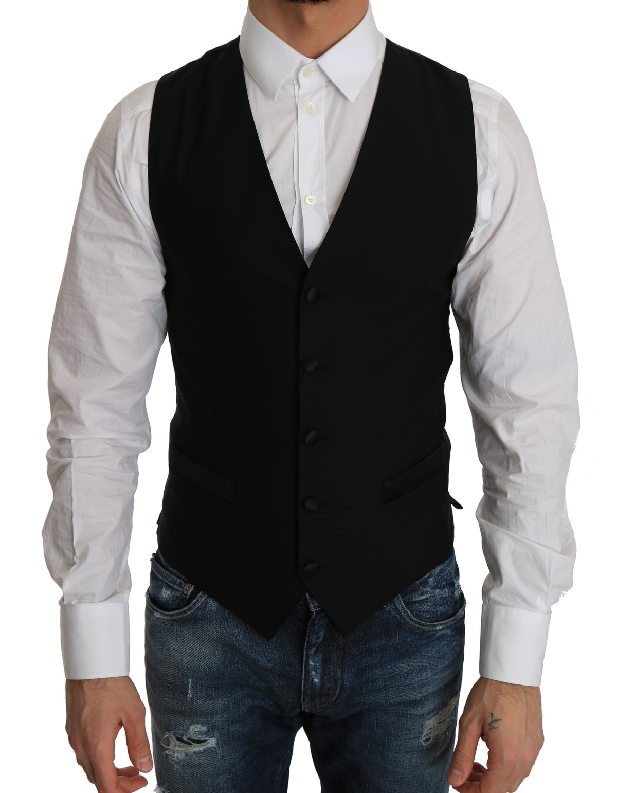 Dolce & Gabbana Schwarze Kleidungsweste aus Wolle