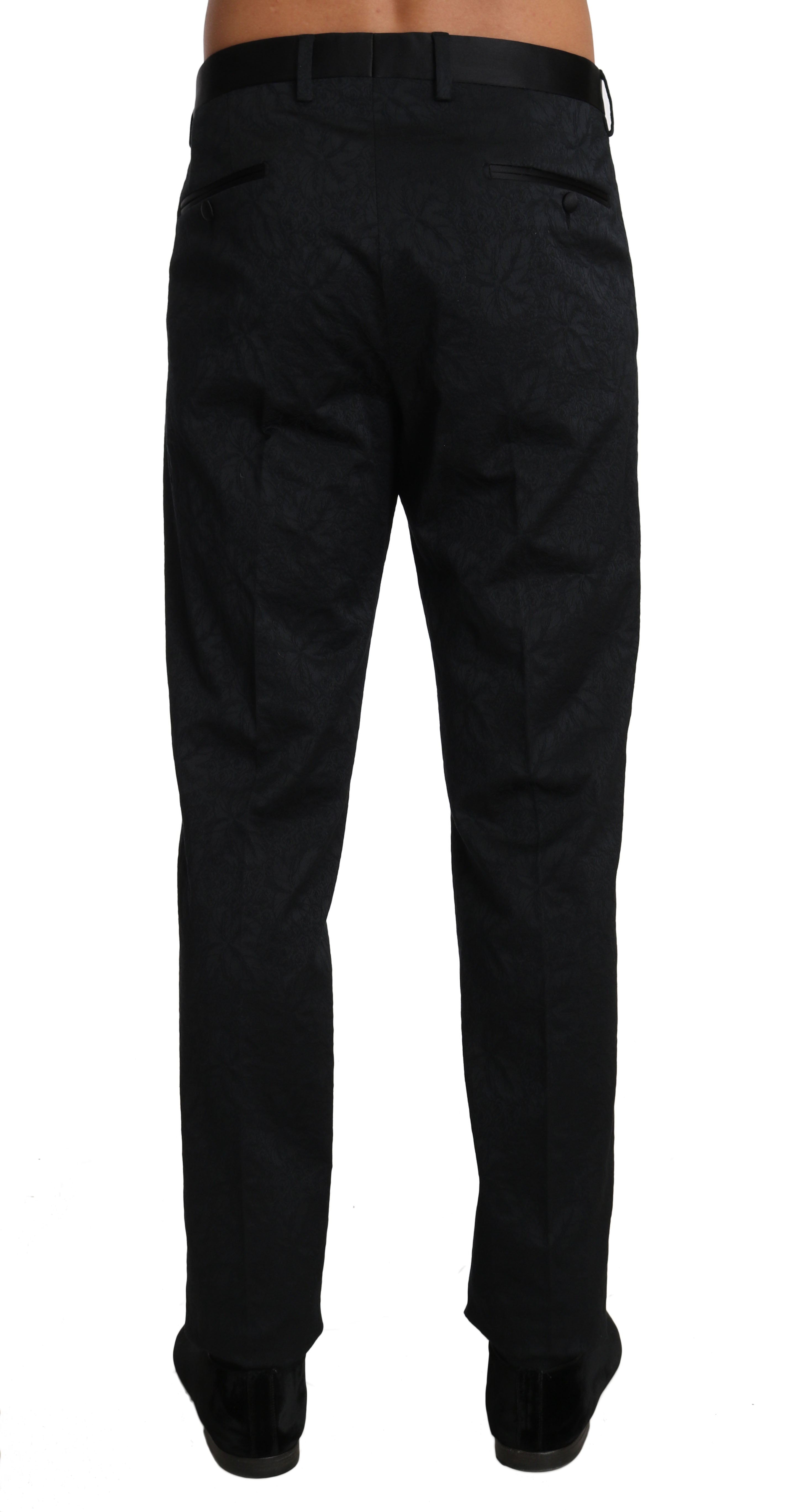 Dolce & Gabbana Schwarz Baumwolle Brokat Formelle Hose Hose